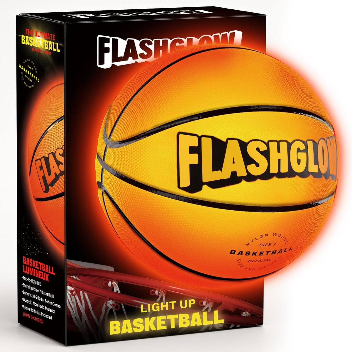 FLASHGLOW Light Up LED Basketball – Glow in the Dark Size 7 for Teens (Ages 8–15)
