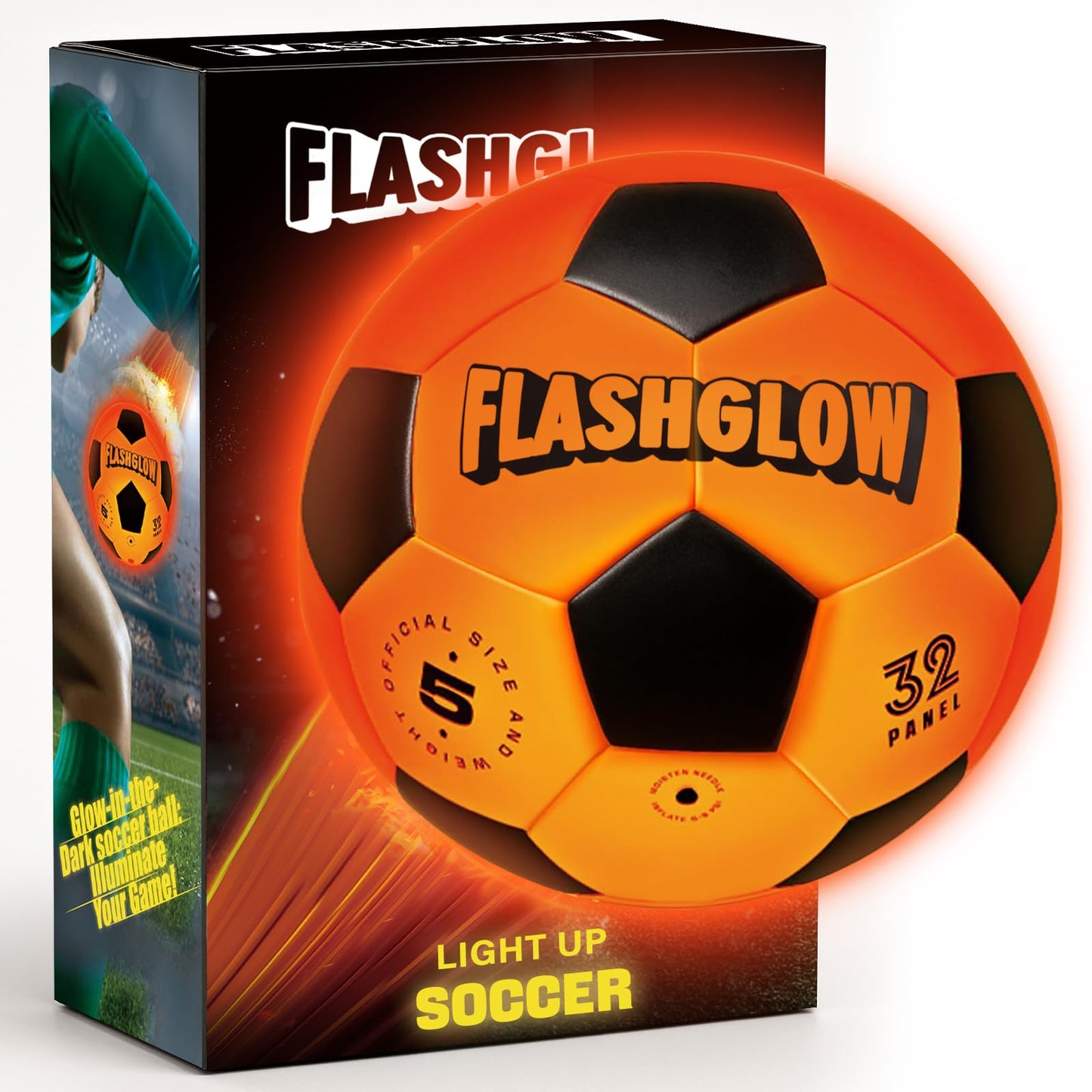FlashGlow Light-Up Soccer Ball — Glow-in-the-Dark Night Play for Ages 8–15