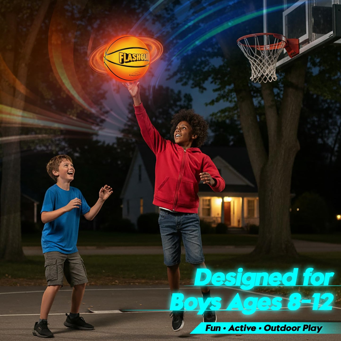 FLASHGLOW Light Up LED Basketball – Glow in the Dark Size 7 for Teens (Ages 8–15)