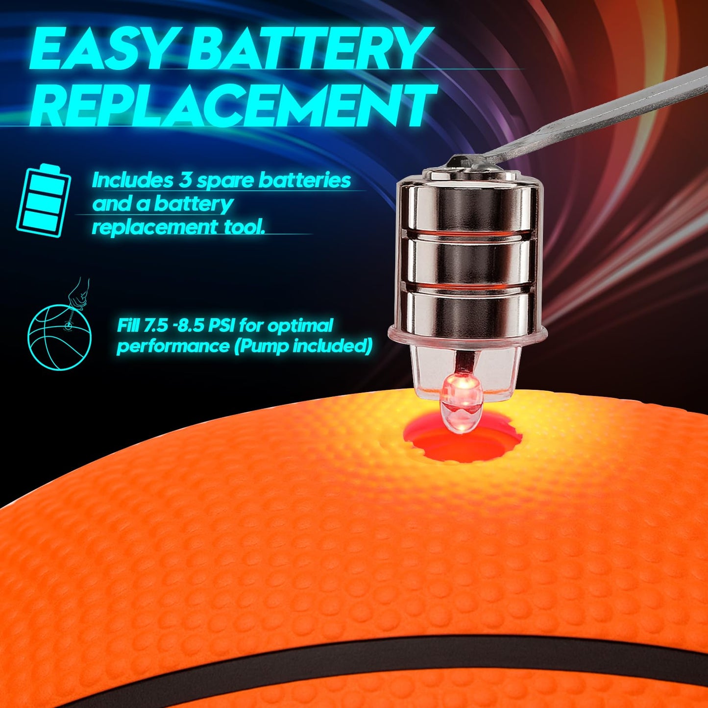 FLASHGLOW Light Up LED Basketball – Glow in the Dark Size 7 for Teens (Ages 8–15)