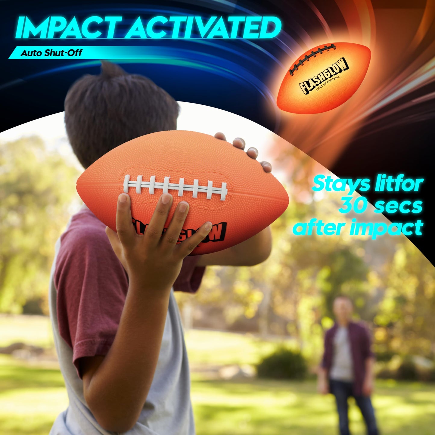 FLASHGLOW Light Up Football for Boys — Glow in the Dark Night Play (Ages 8-15)