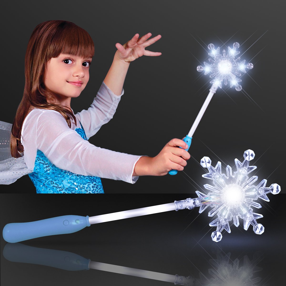 FlashingBlinkyLights Light Up Snowflake Wand – 13.75-Inch LED Snowflake Prop