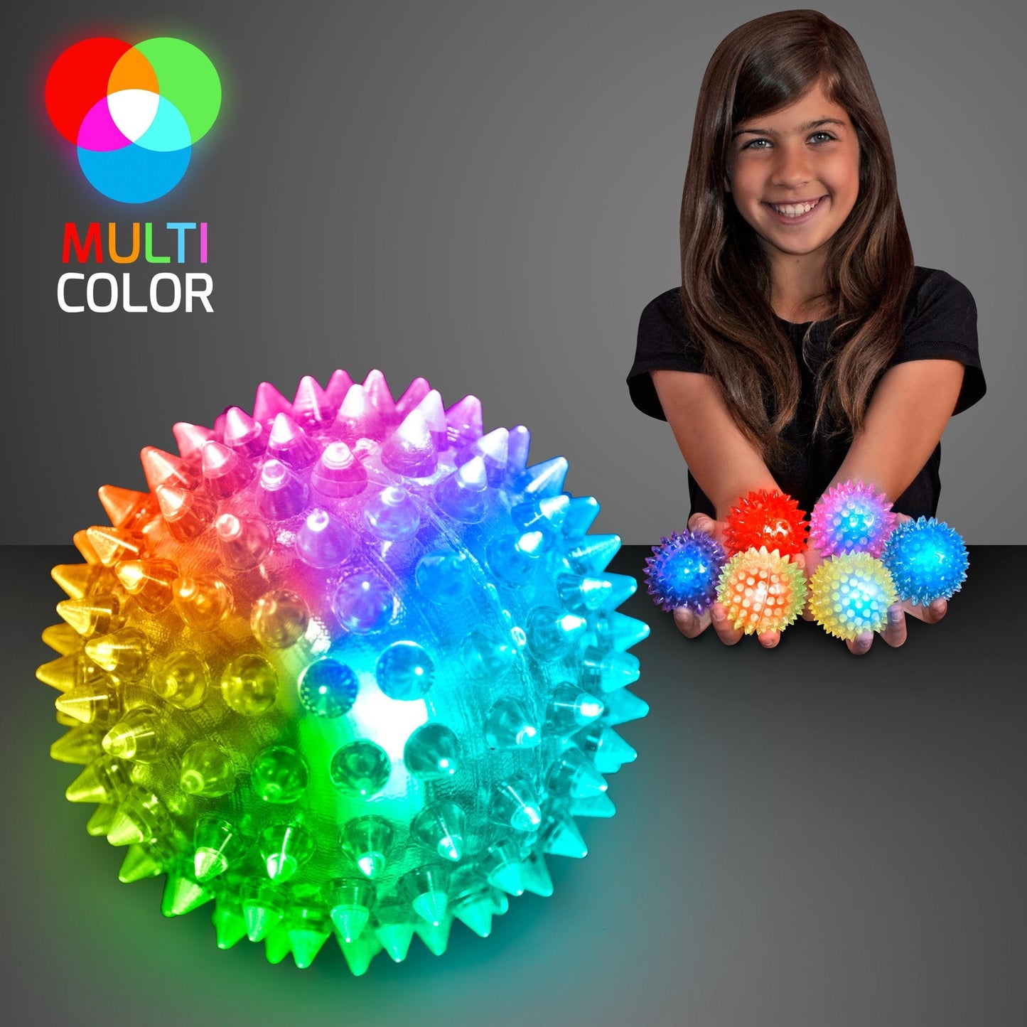 Soft Spike Flashing Light Up Bouncy Balls (Set of 6) | FlashingBlinkyLights