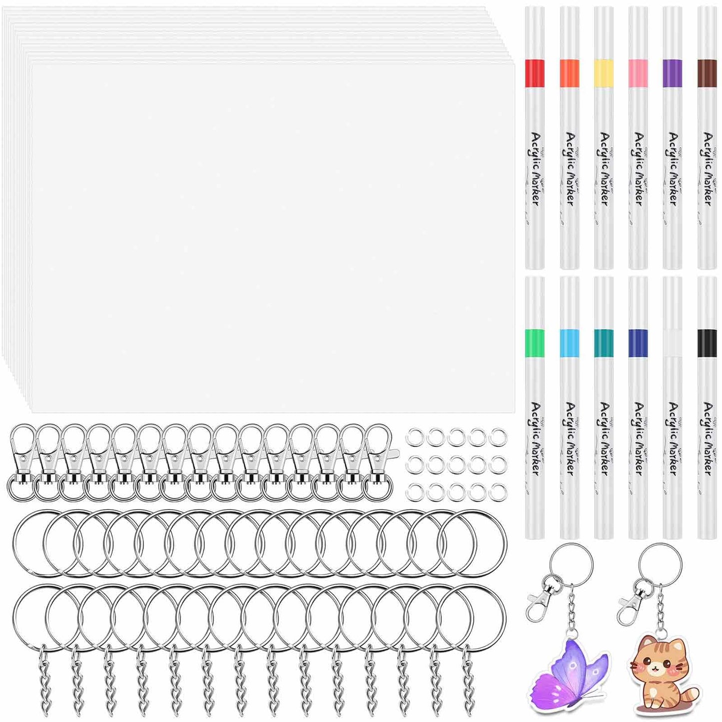 Flasoo 87 PCS Shrinky Plastic Sheets Kit — Creative Shrinky Art, Keychains & Craft Supplies