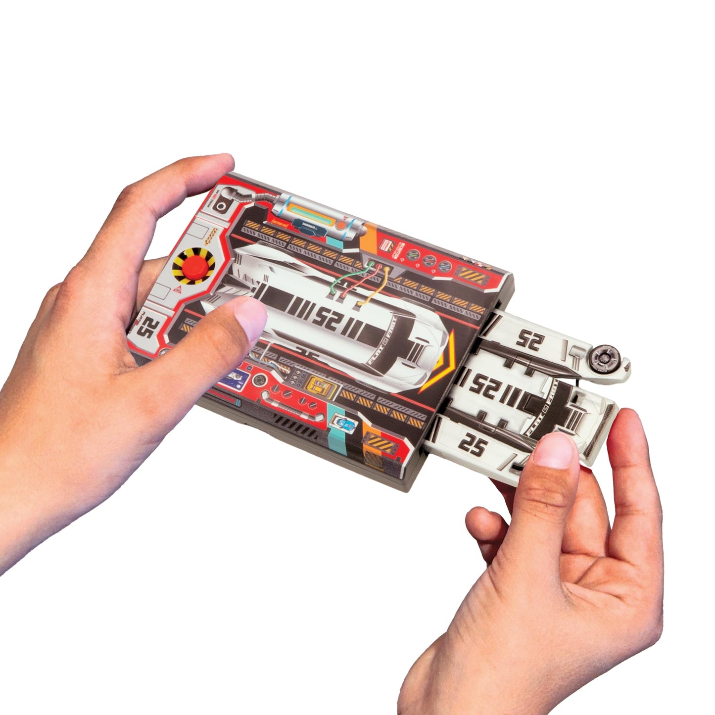 FLAT 2 FAST Original Stunt Card Racer – Pocket-Size Launch Car, Arctic Silver