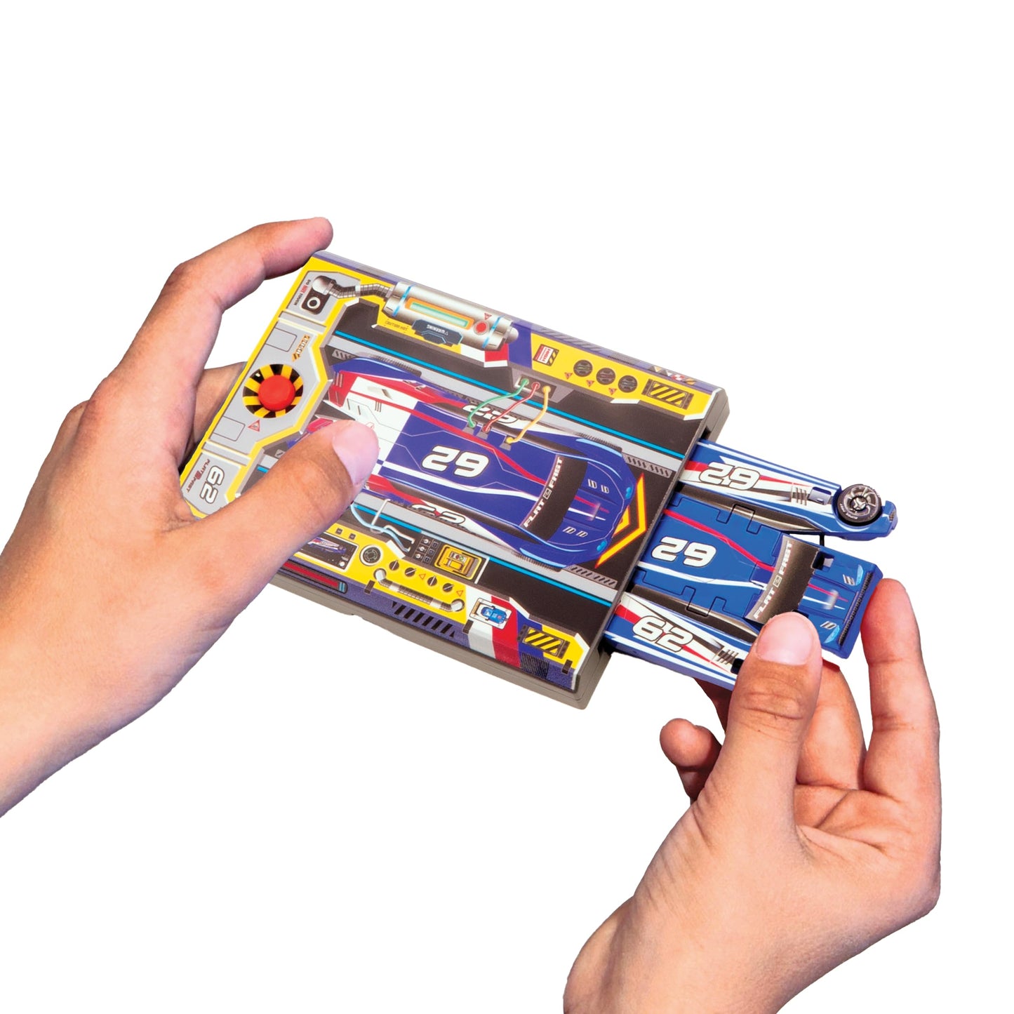 FLAT 2 FAST Original Stunt Card Racer – Pocket-Size Flat Car Launcher in Cobalt Blue