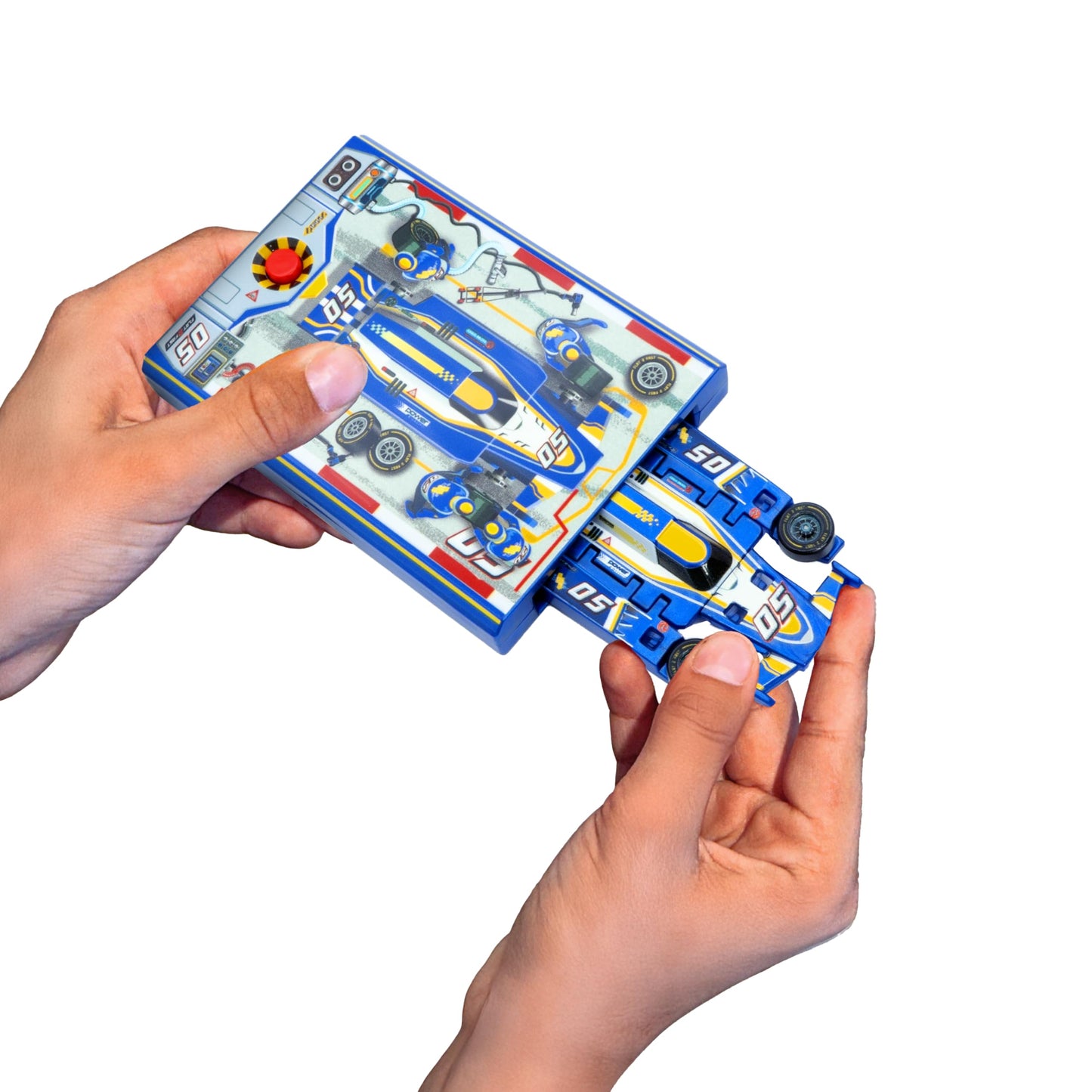 FLAT 2 FAST Original Speed Card Racer – Cobalt Blue Flat Car Launcher with Real Rubber Tires