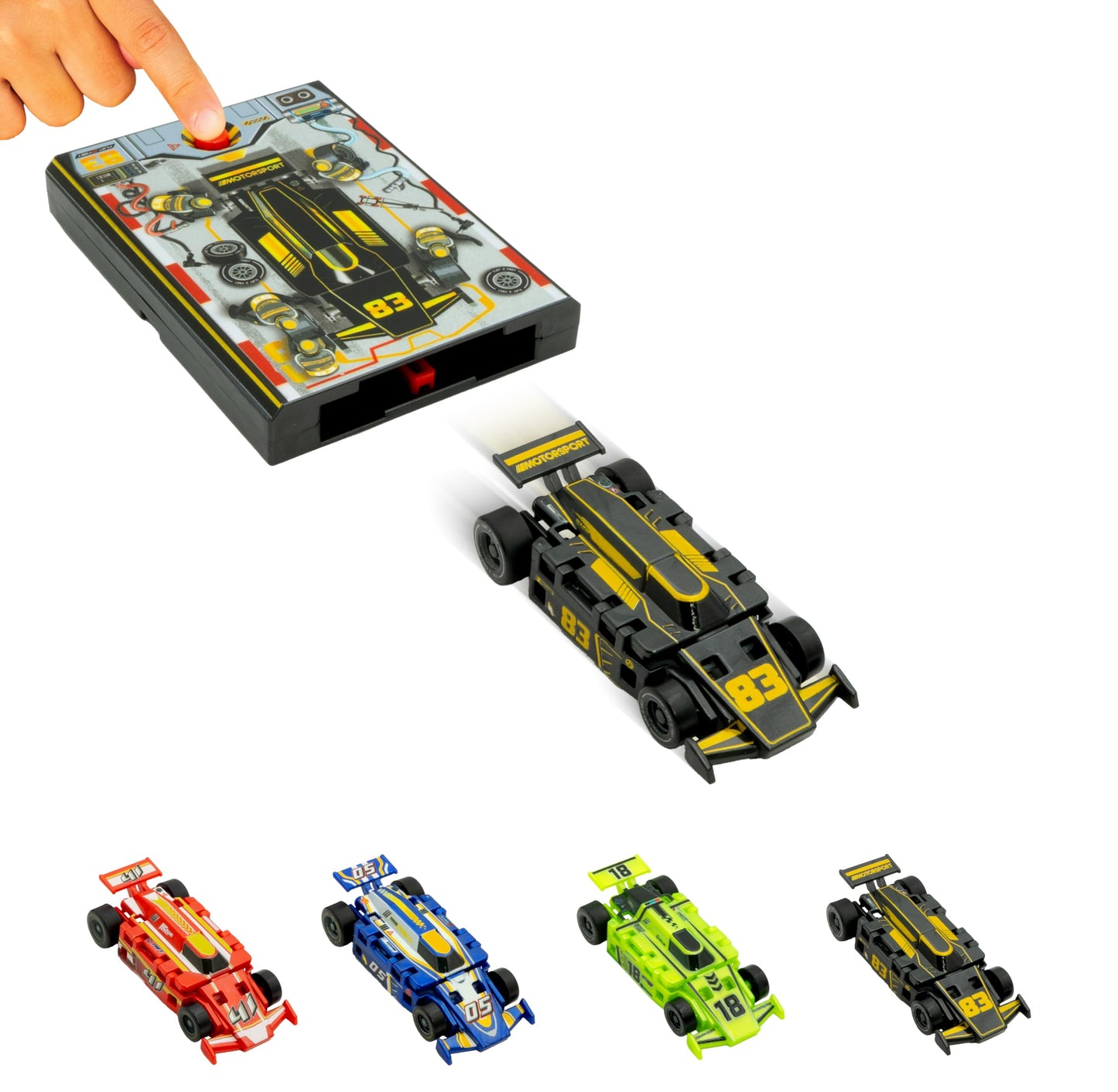 FLAT 2 FAST Original Speed Card Racer – Battery-Free Flat Car Launcher with Real Rubber Tires (Onyx Black)
