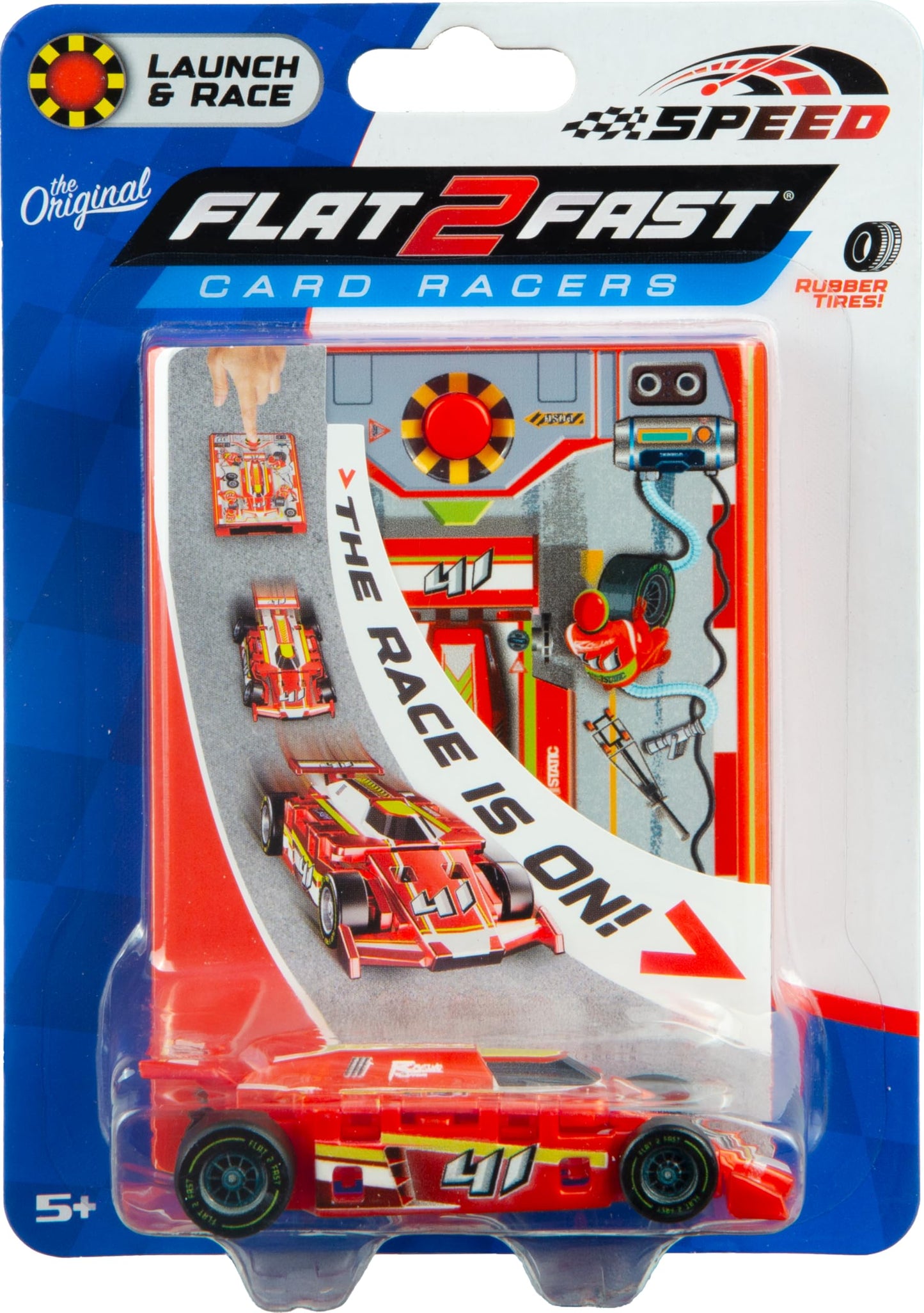 FLAT 2 FAST Original Speed Card Racer – Instant Launch, Real Rubber Tires