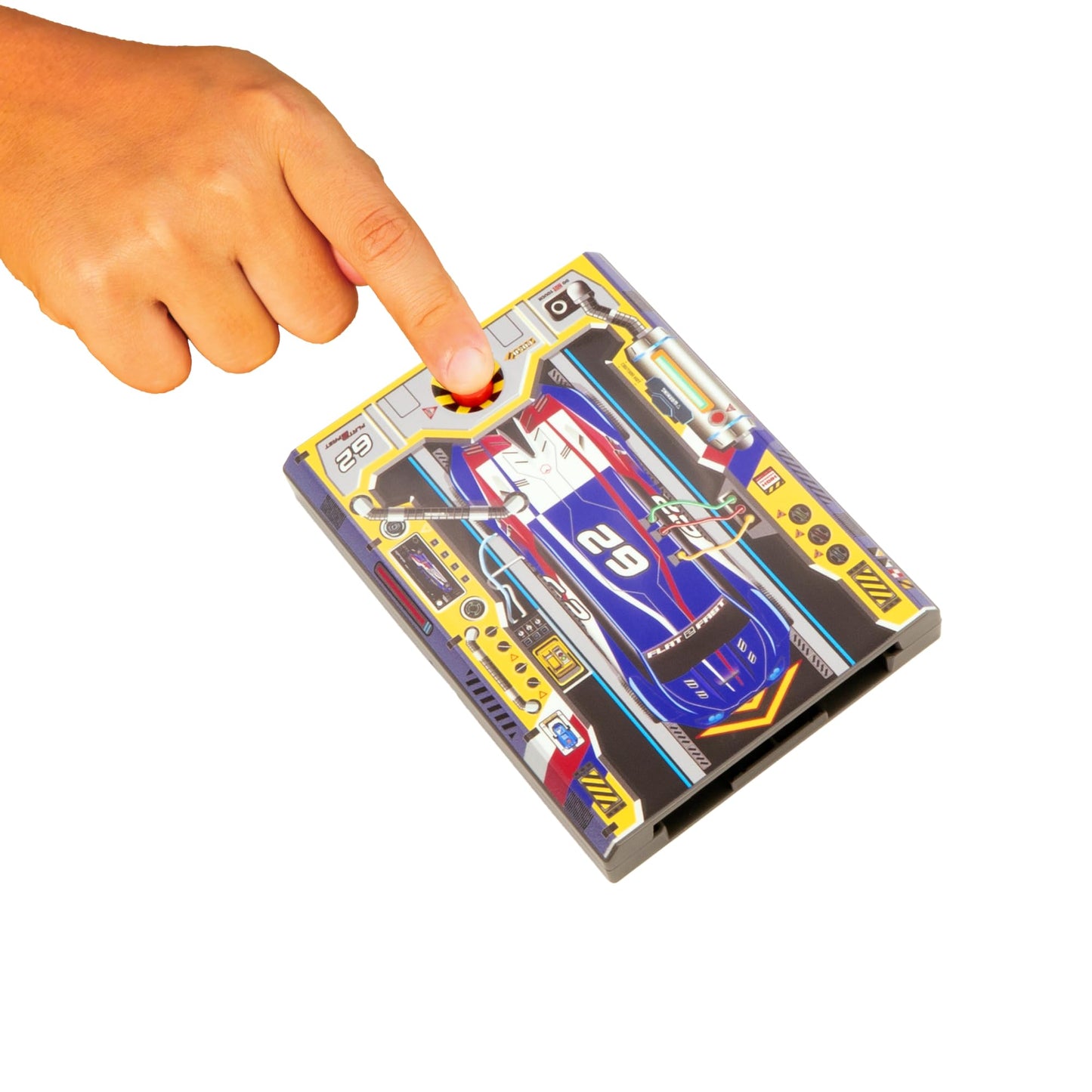 FLAT 2 FAST Original Stunt Card Racer – Pocket-Size Flat Car Launcher in Cobalt Blue