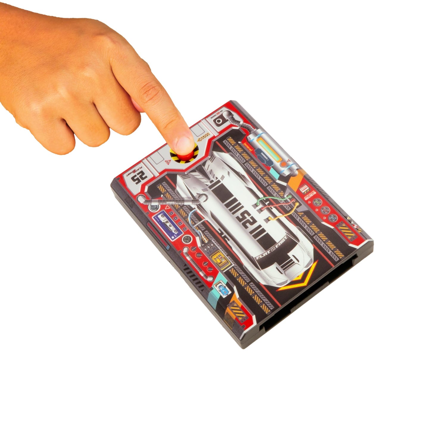 FLAT 2 FAST Original Stunt Card Racer – Pocket-Size Launch Car, Arctic Silver