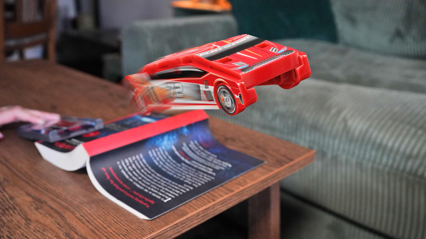 FLAT 2 FAST Original Stunt Card Racer – Pocket-Size Flat Car Launcher (Crimson Red)