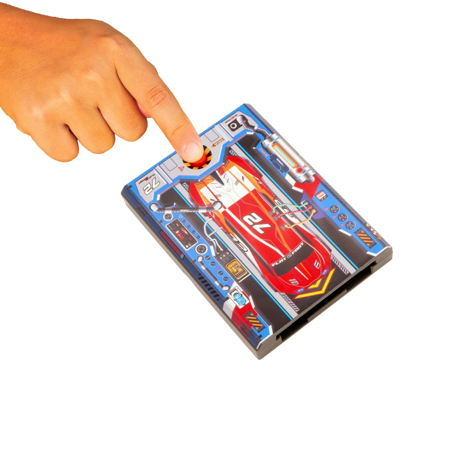 FLAT 2 FAST Original Stunt Card Racer – Pocket-Size Flat Car Launcher (Crimson Red)