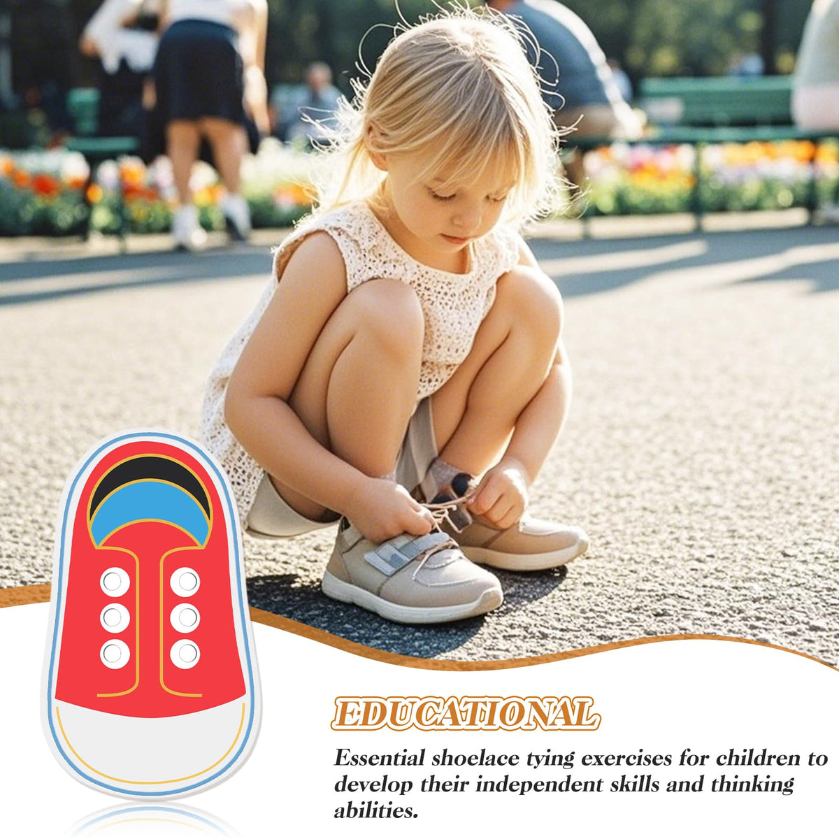 FLATRI Wooden Shoe Tying Practice for Kids – Learn to Tie Shoes with Lacing Training