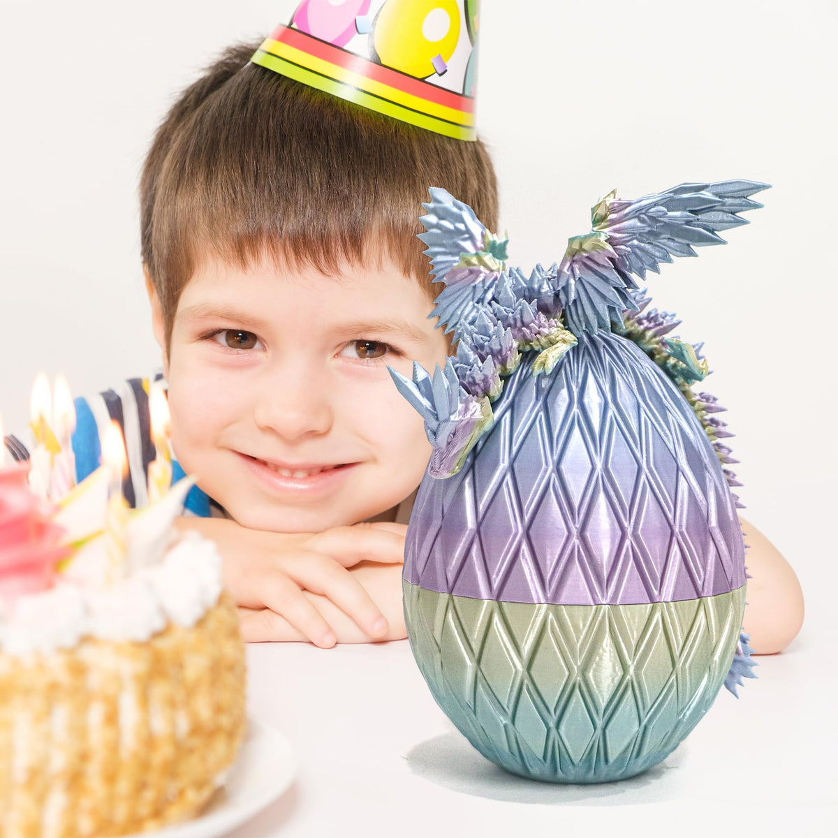 Flavery 3D Printed Flying Dragon Egg — 7-Inch Winged Dragon in Diamond Easter Eggs, Desk Decor & Fidget Toy