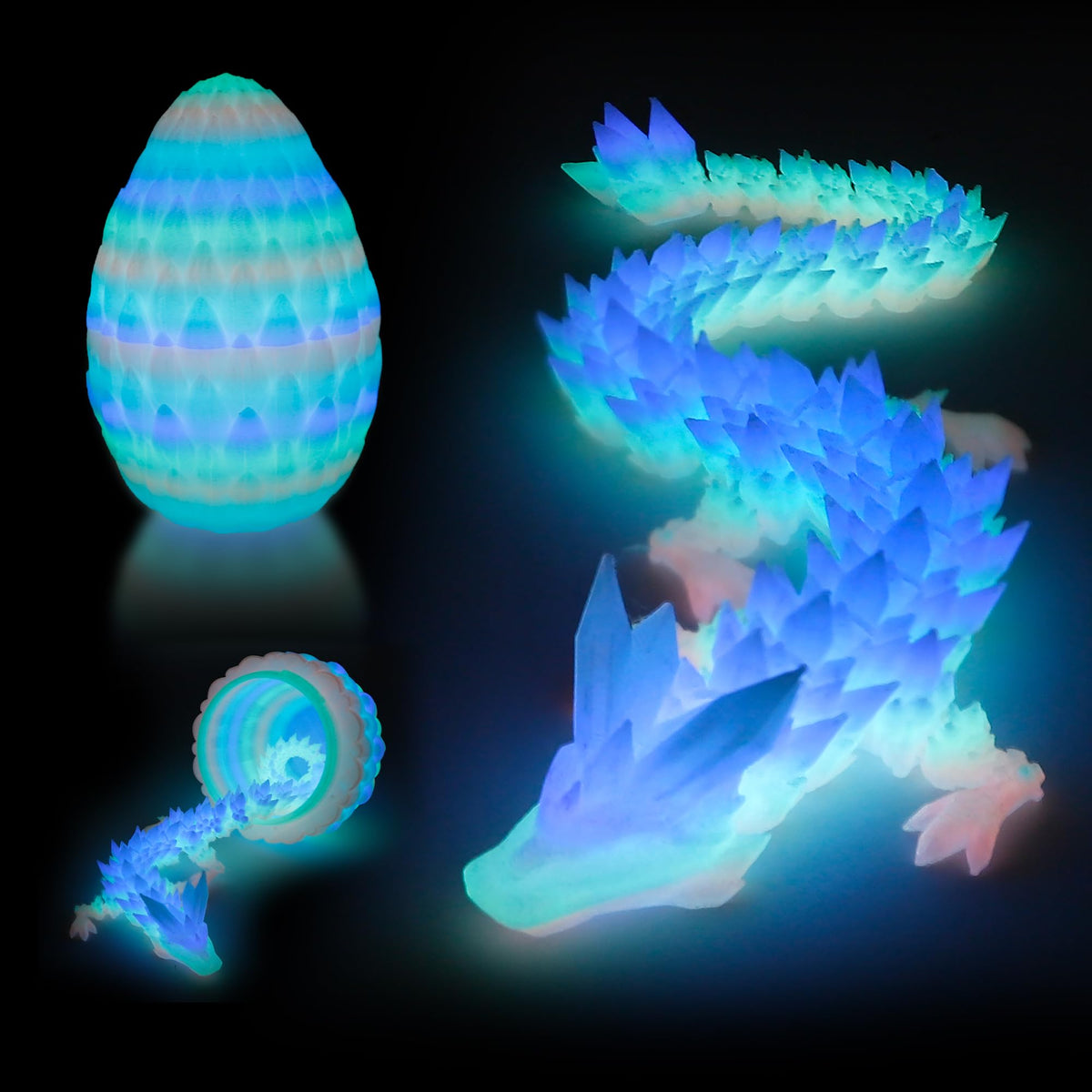 Flavery 3D Printed Dragon Egg – 12-inch Flexible Crystal Dragon Inside | Desk Decor & Gift Toy