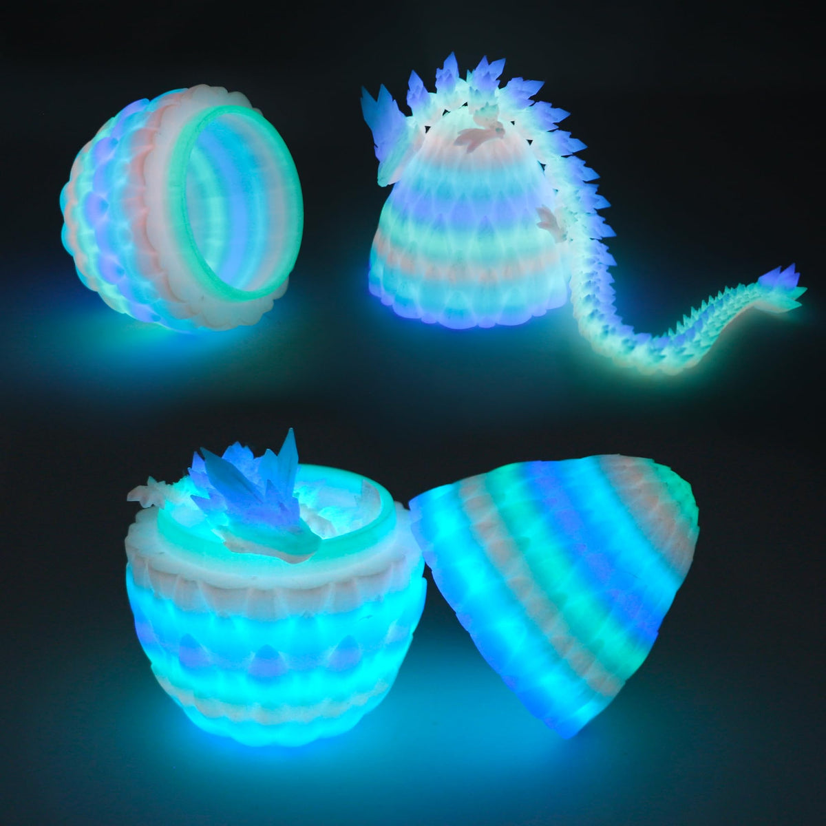 Flavery 3D Printed Dragon Egg – 12-inch Flexible Crystal Dragon Inside | Desk Decor & Gift Toy