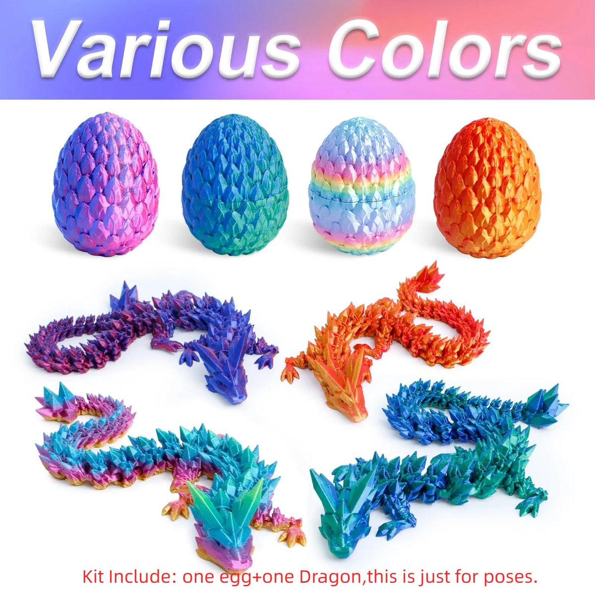 Flavery 3D Printed Dragon Egg – 12-Inch Gemstone Dragon, Easter Decor & Desk Pet