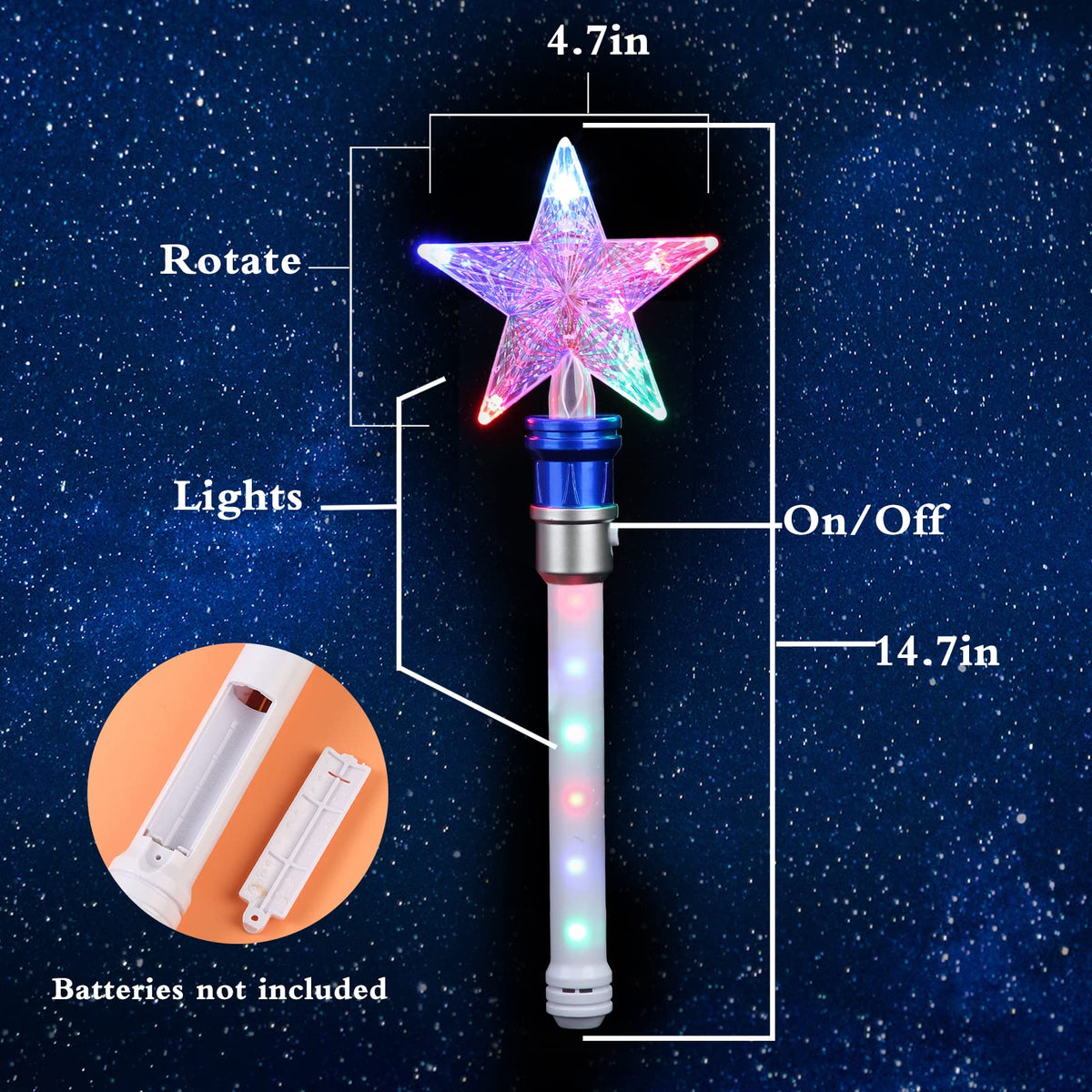 Fleeting Time Light Up Frozen Snowflake Wand – 360° LED Magic Wand for Kids