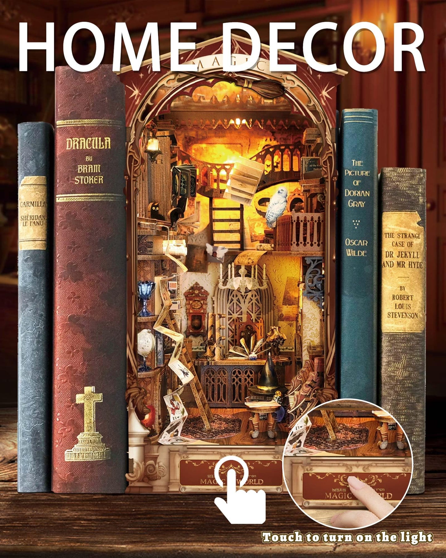 Flever Dollhouse DIY Book Nook Kit – 3D Wooden Puzzle & Shelf Decor (Magic World)
