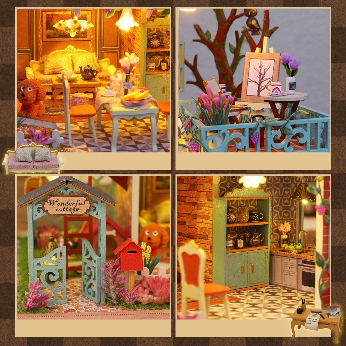 Flever DIY Miniature House Kit with LED Light – Creative Family Craft & Home Decor