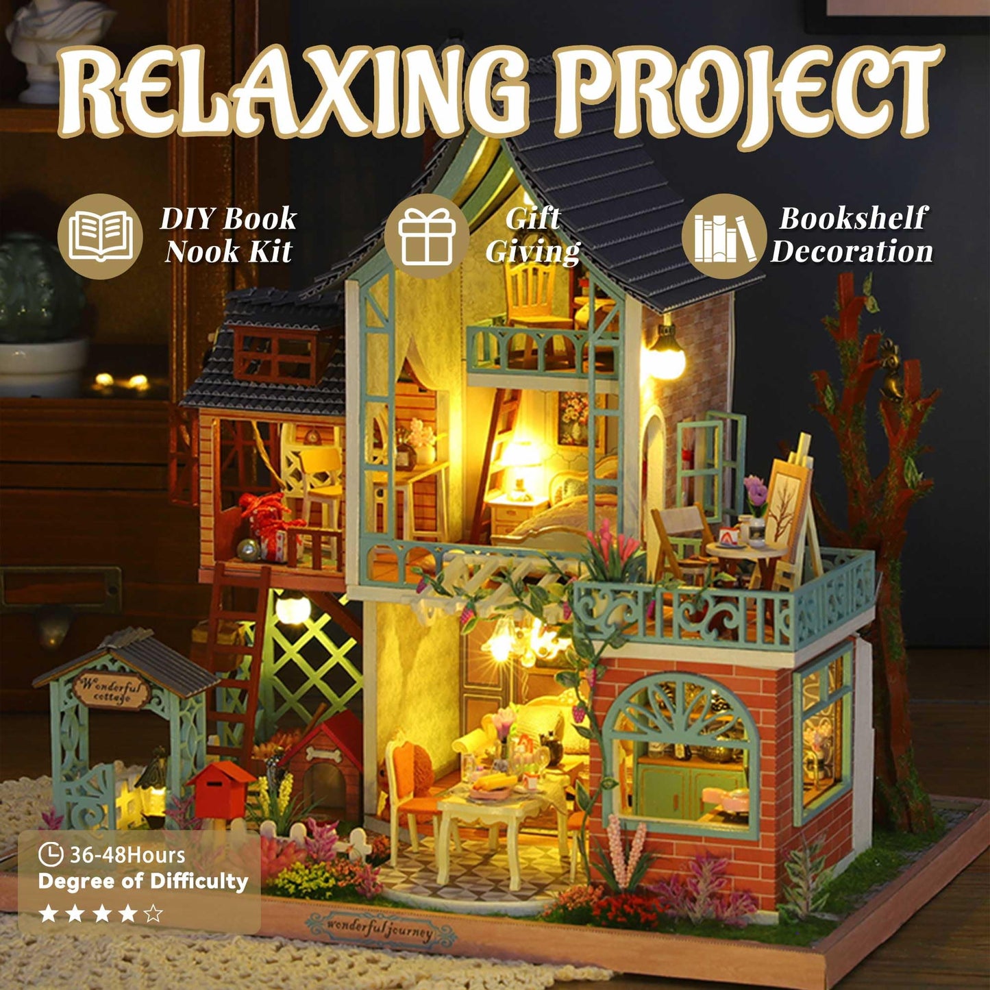 Flever DIY Miniature House Kit with LED Light – Creative Family Craft & Home Decor