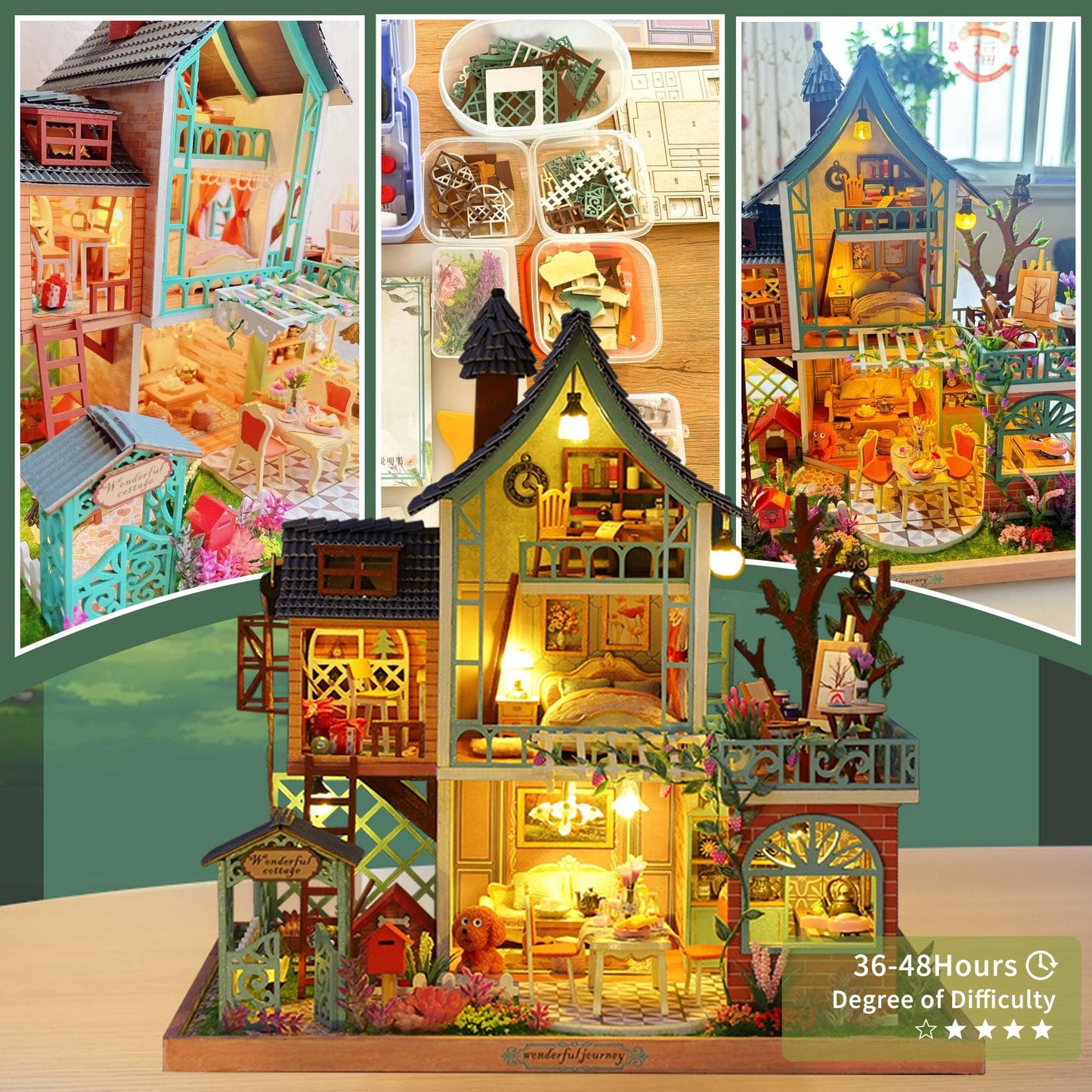 Flever DIY Miniature House Kit with LED Light – Creative Family Craft & Home Decor