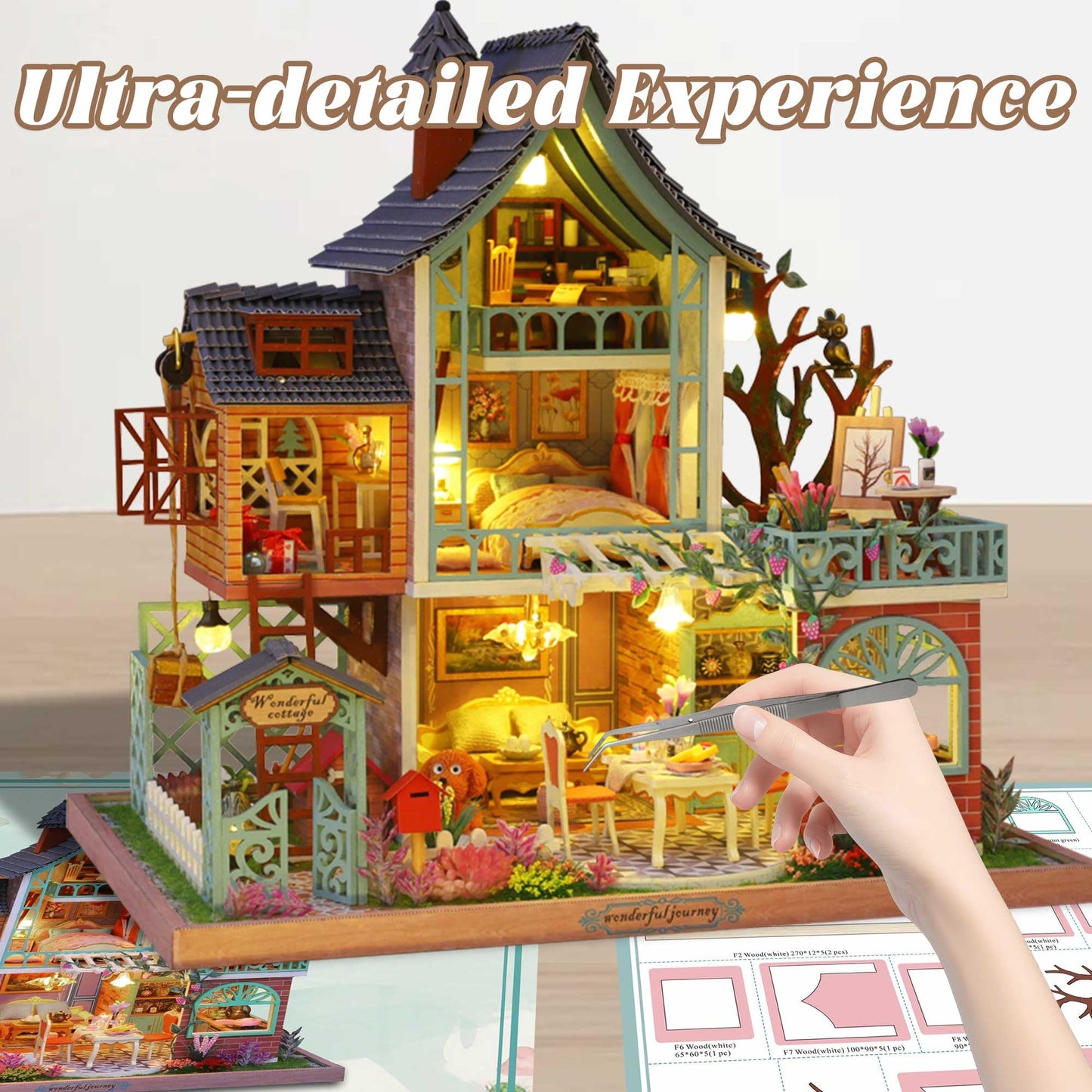 Flever DIY Miniature House Kit with LED Light – Creative Family Craft & Home Decor