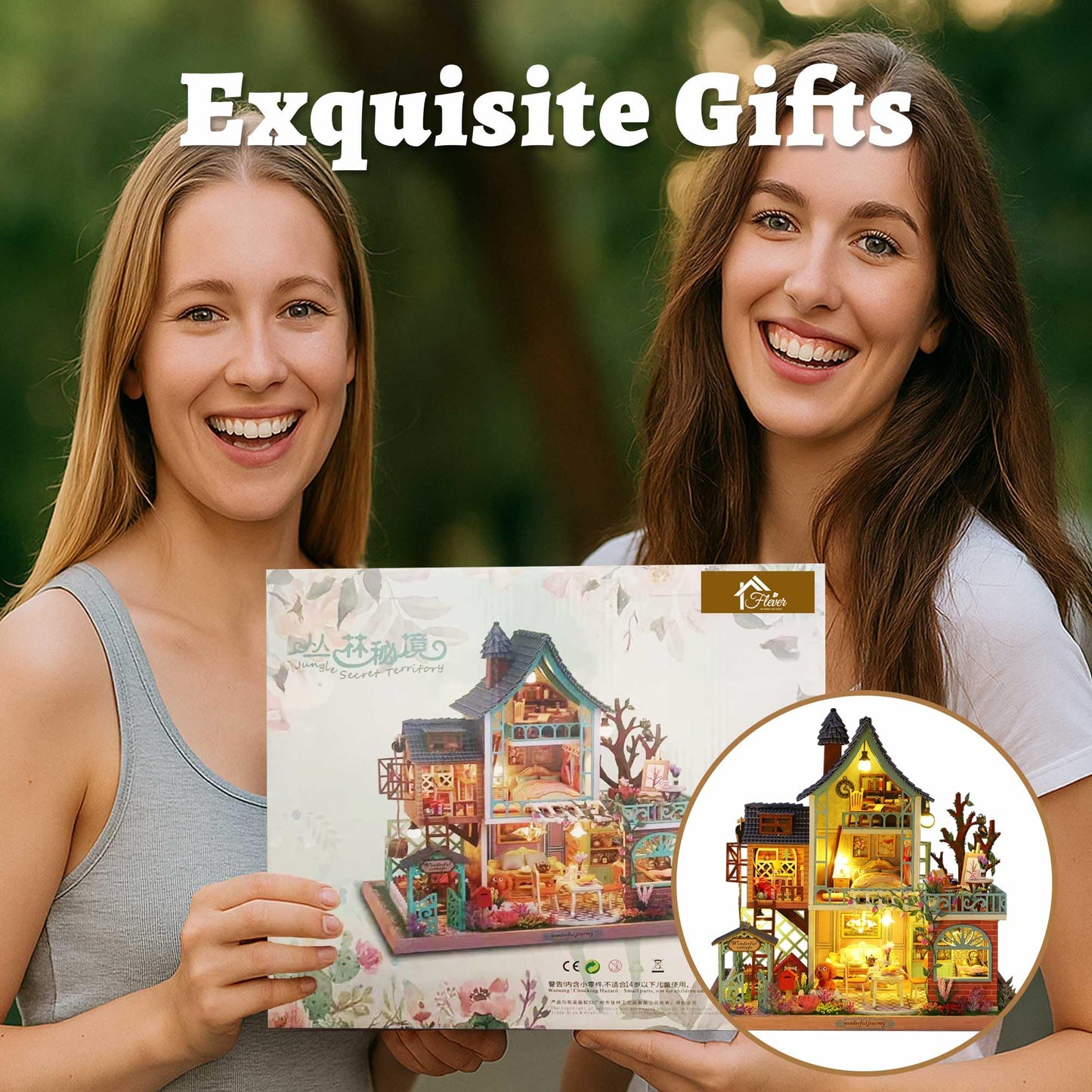 Flever DIY Miniature House Kit with LED Light – Creative Family Craft & Home Decor