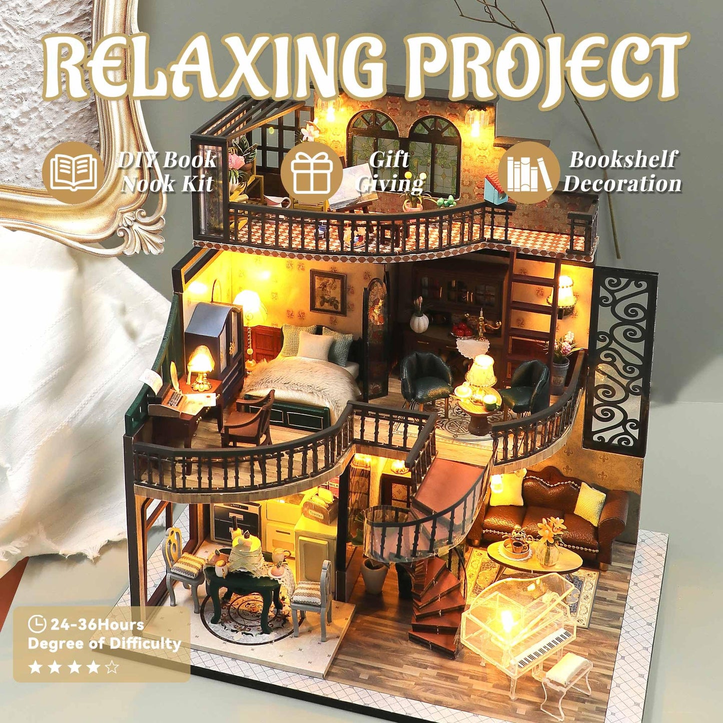 Flever DIY Miniature House Kit with LED Light – Tiny Home Craft Kit for Adults & Teens | Dream Building Pavilion