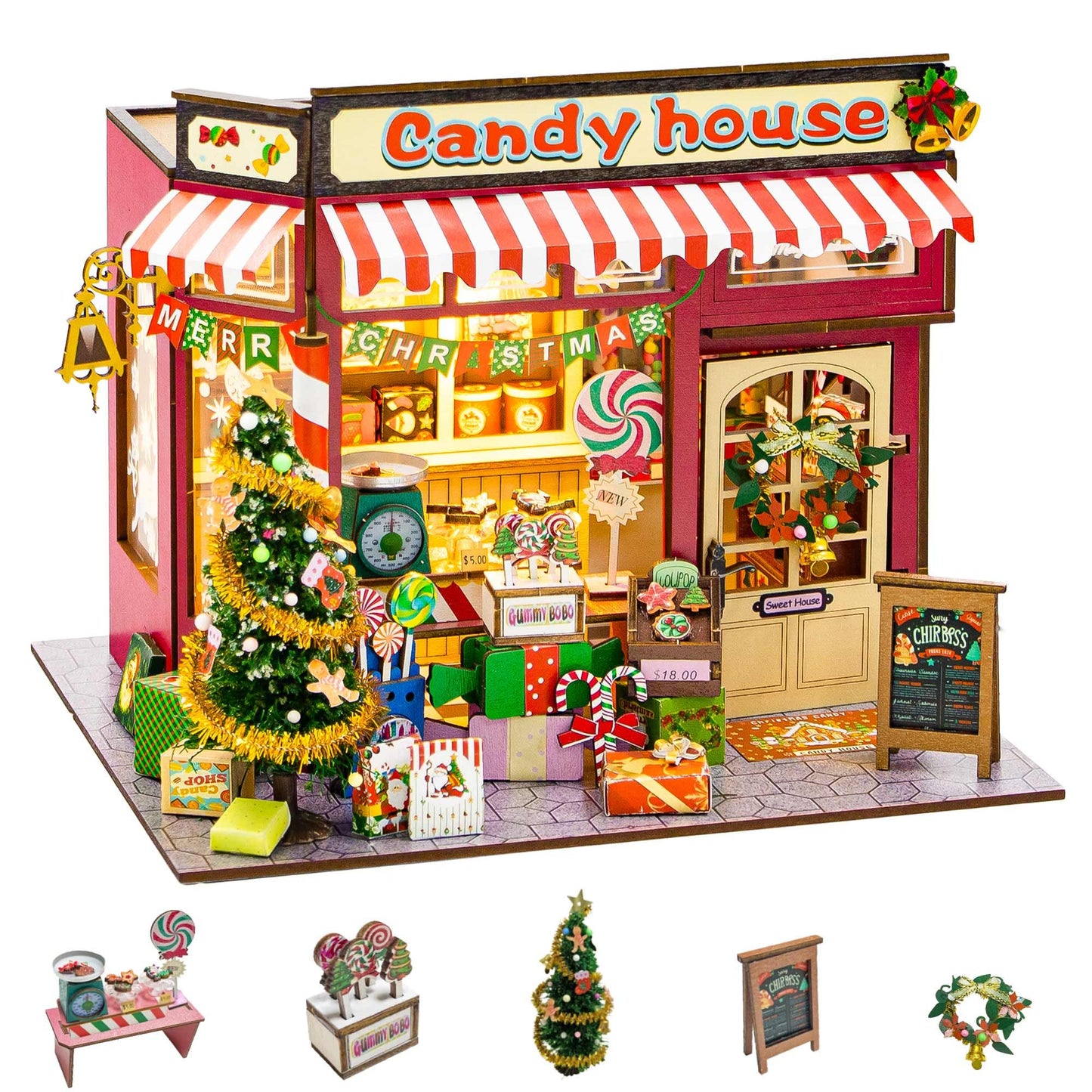 Flever DIY Miniature House Kit with LED Light - Creative Tiny Home Craft