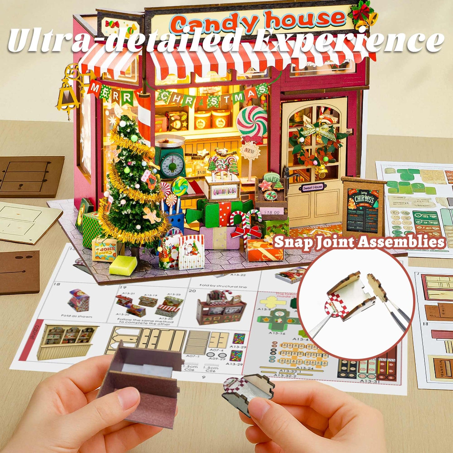 Flever DIY Miniature House Kit with LED Light - Creative Tiny Home Craft