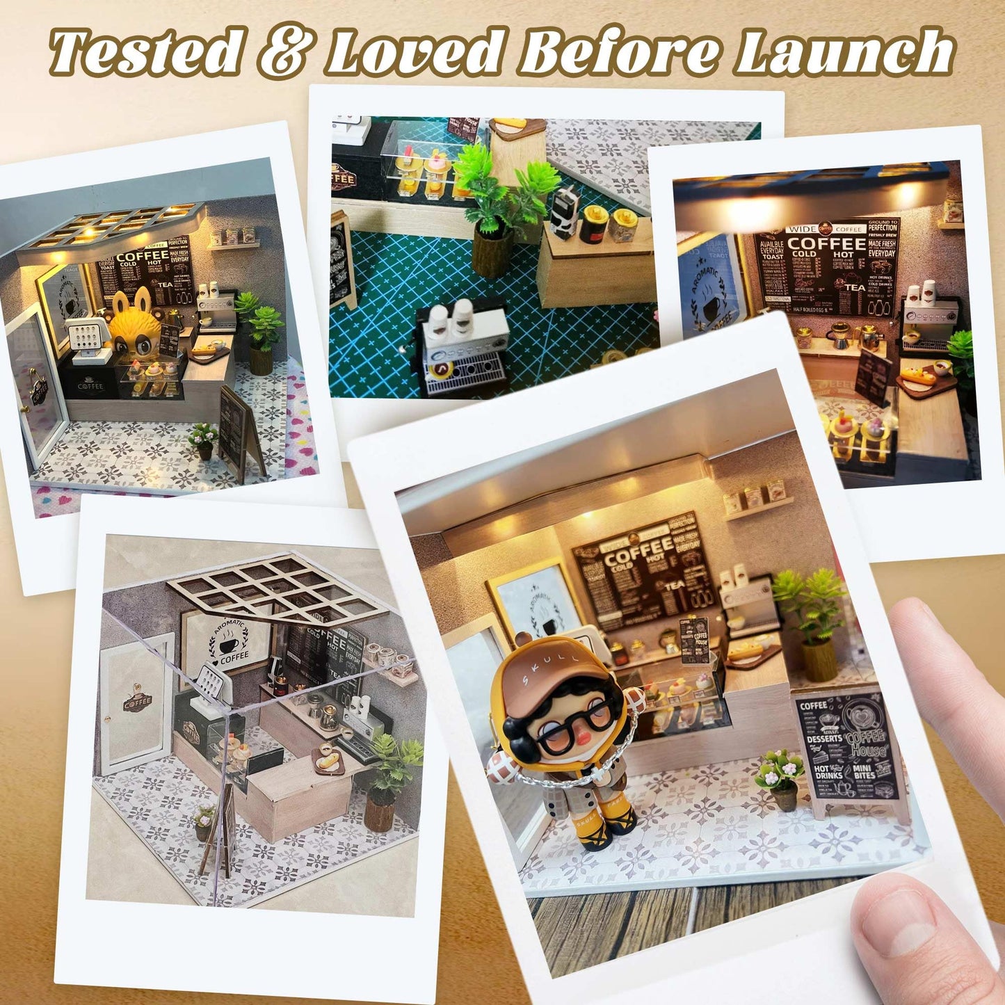 Flever DIY Miniature House Kit with LED Light | Leisurely Coffee Shop Tiny Home Craft for Adults & Teens