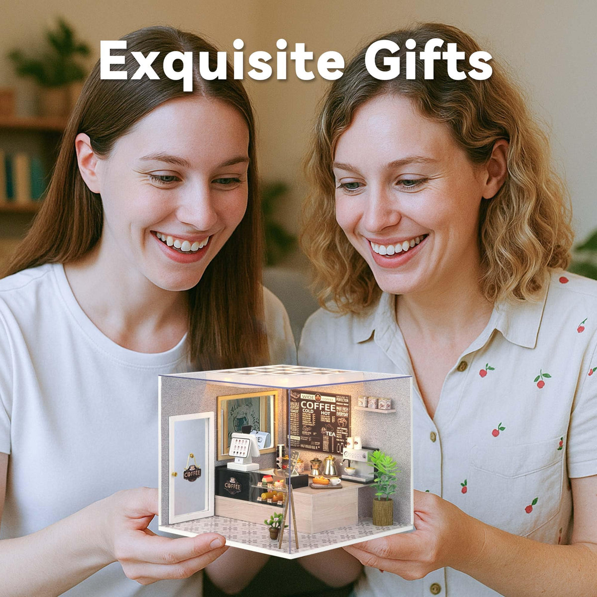 Flever DIY Miniature House Kit with LED Light | Leisurely Coffee Shop Tiny Home Craft for Adults & Teens
