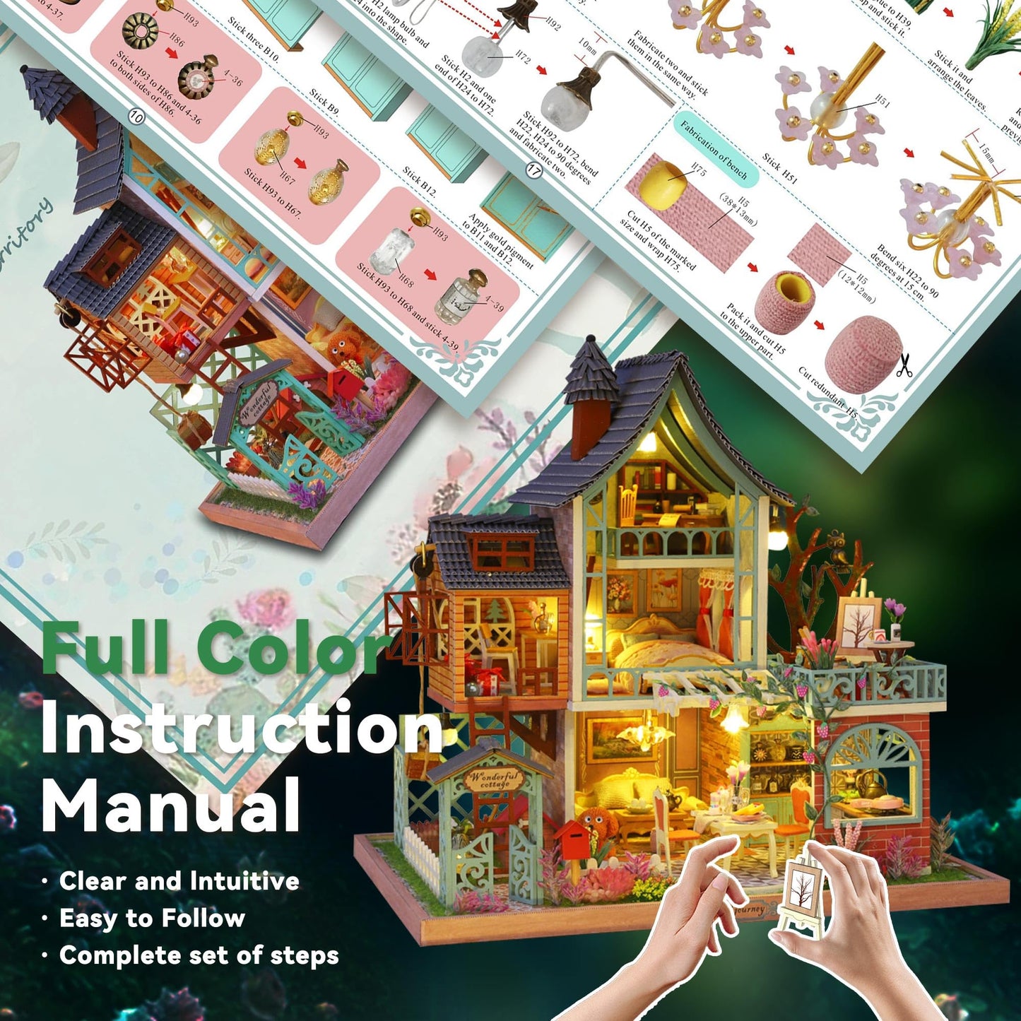 Flever DIY Miniature House Kit with LED Light – Creative Family Craft & Home Decor