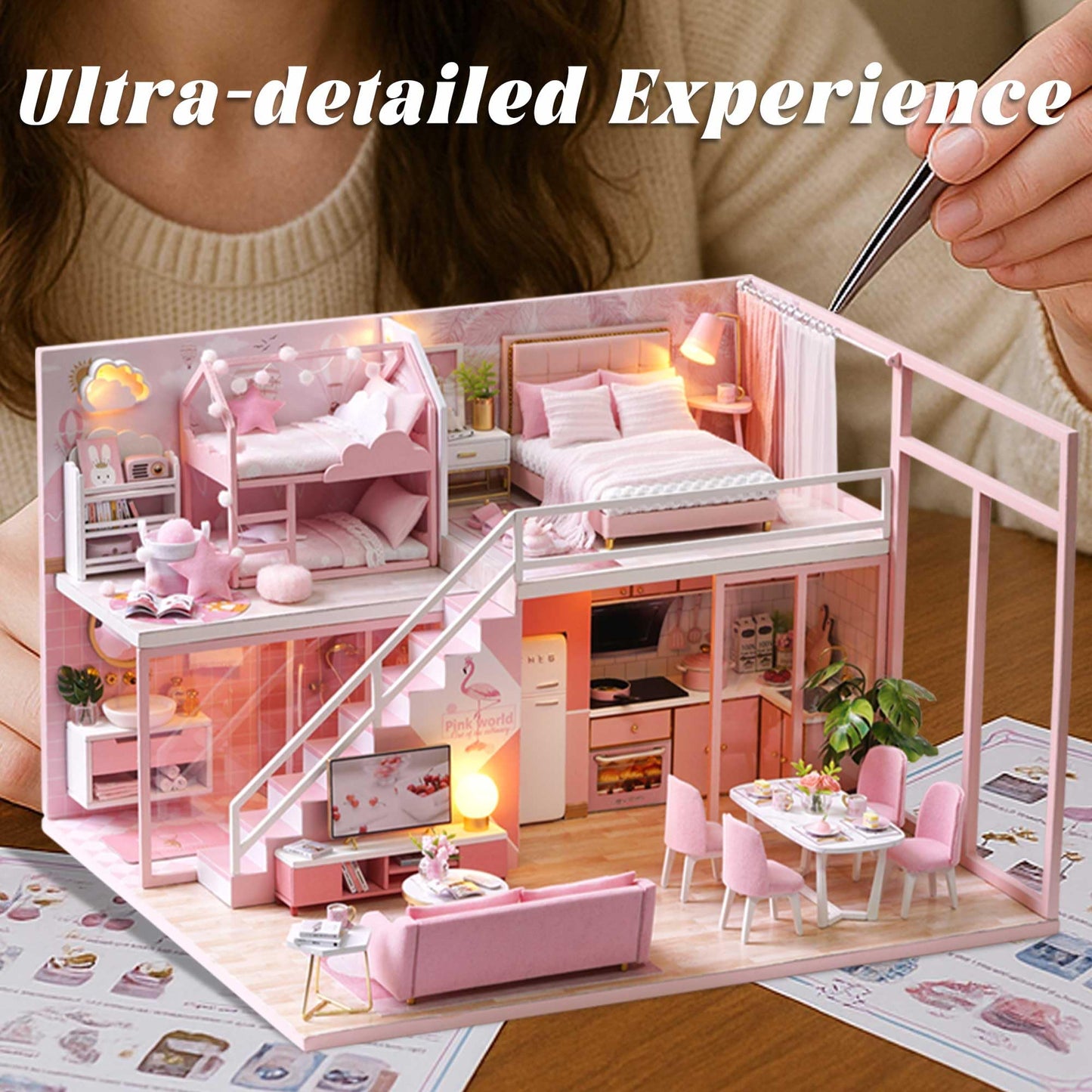 Flever Dollhouse Miniature DIY Kit – Romantic Room with Furniture for a Sweet Gift