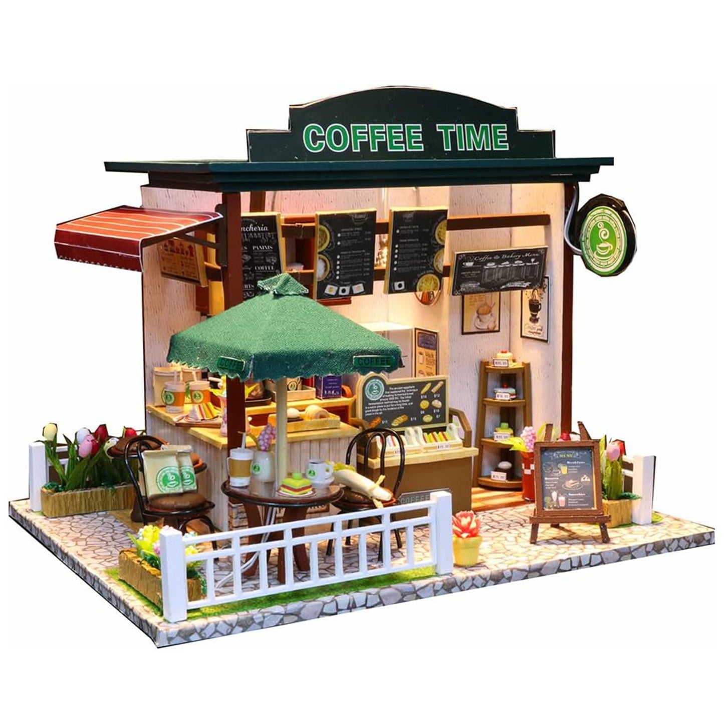 Flever Dollhouse Miniature DIY House Kit – Romantic Gift & Cozy Decor | Time Cafe