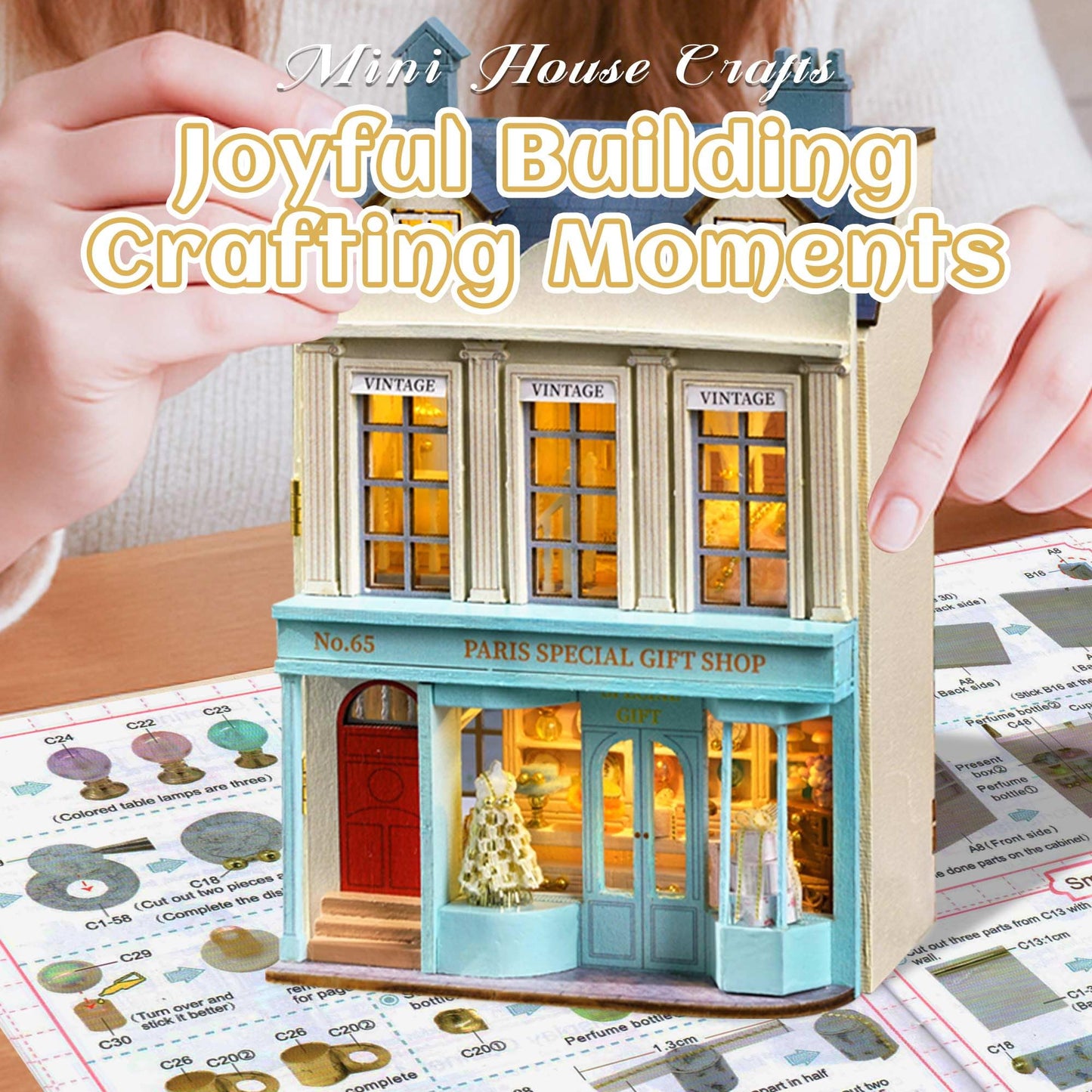 Flever Dollhouse Miniature DIY House Kit – Romantic Paris Gift Store