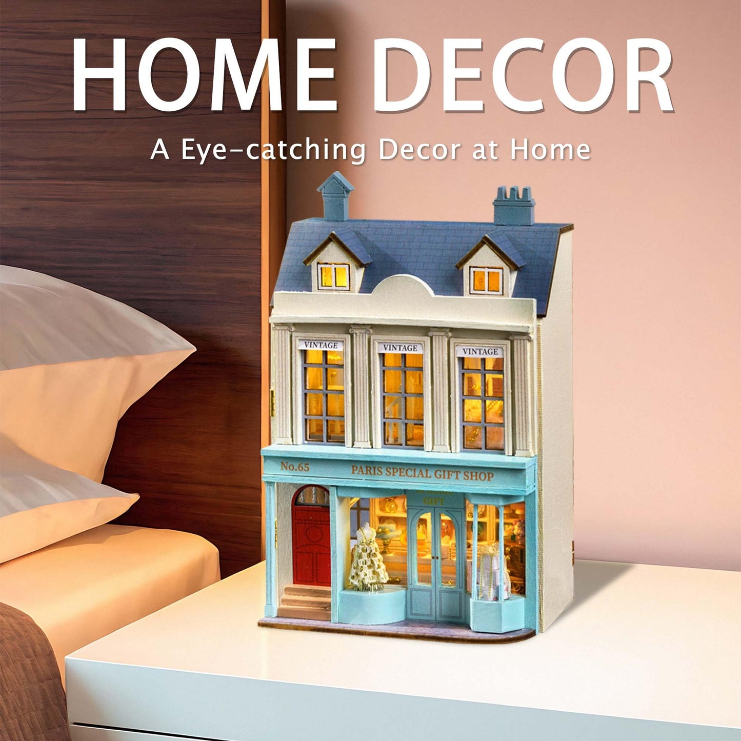 Flever Dollhouse Miniature DIY House Kit – Romantic Paris Gift Store