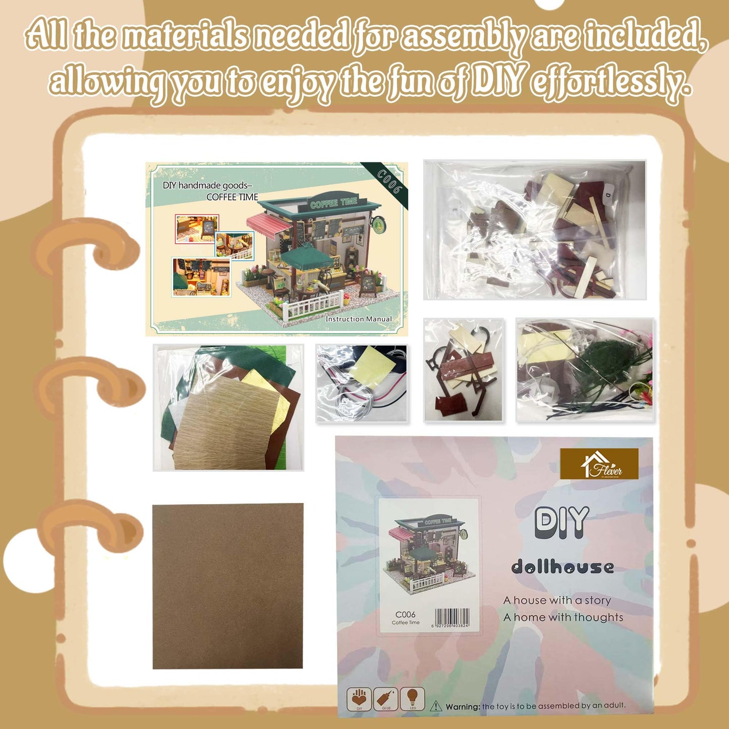 Flever Dollhouse Miniature DIY House Kit – Romantic Gift & Cozy Decor | Time Cafe