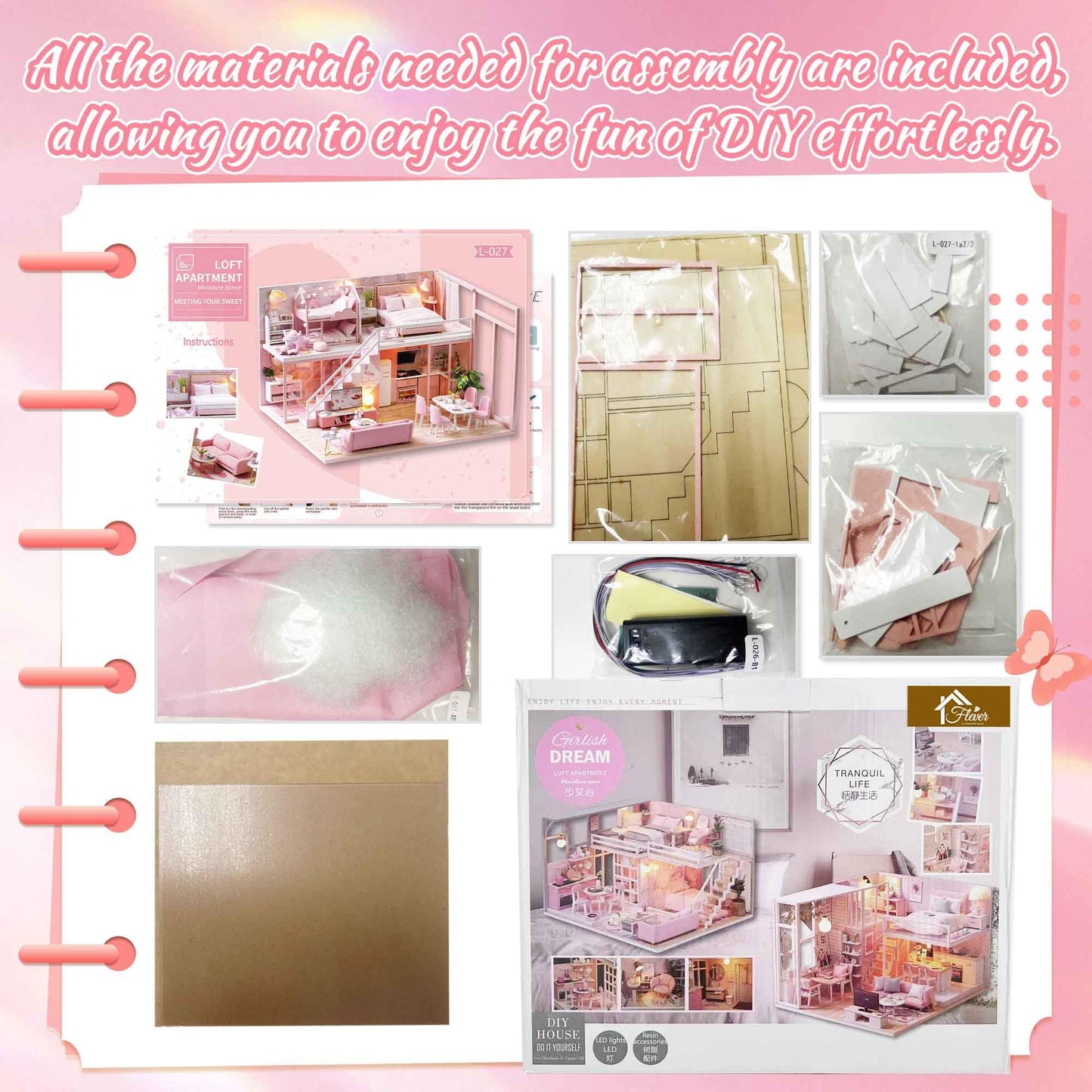 Flever Dollhouse Miniature DIY Kit – Romantic Room with Furniture for a Sweet Gift
