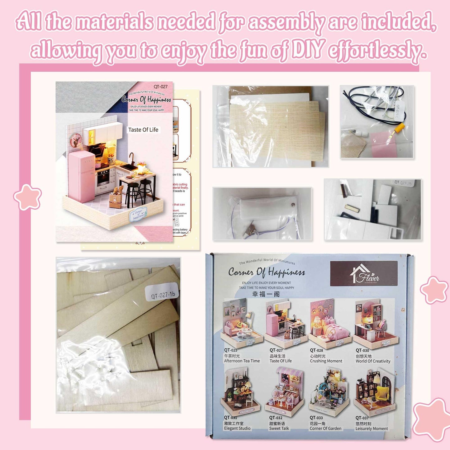 Flever Dollhouse Miniature DIY Kit with Furniture – Creative Room (Taste of Life)