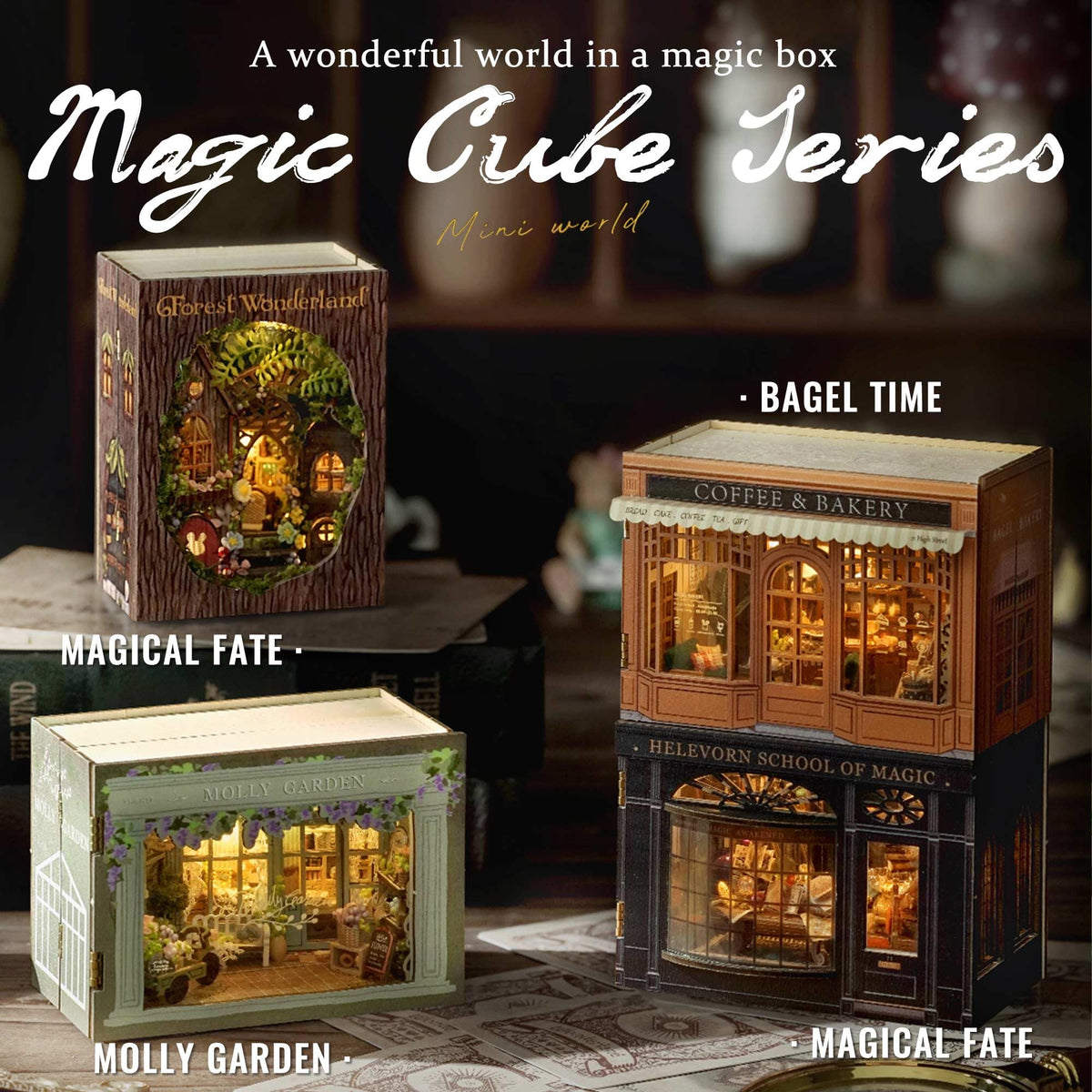 Flever Dollhouse DIY Kit – Romantic Bagel Time Bakery Room with Furniture