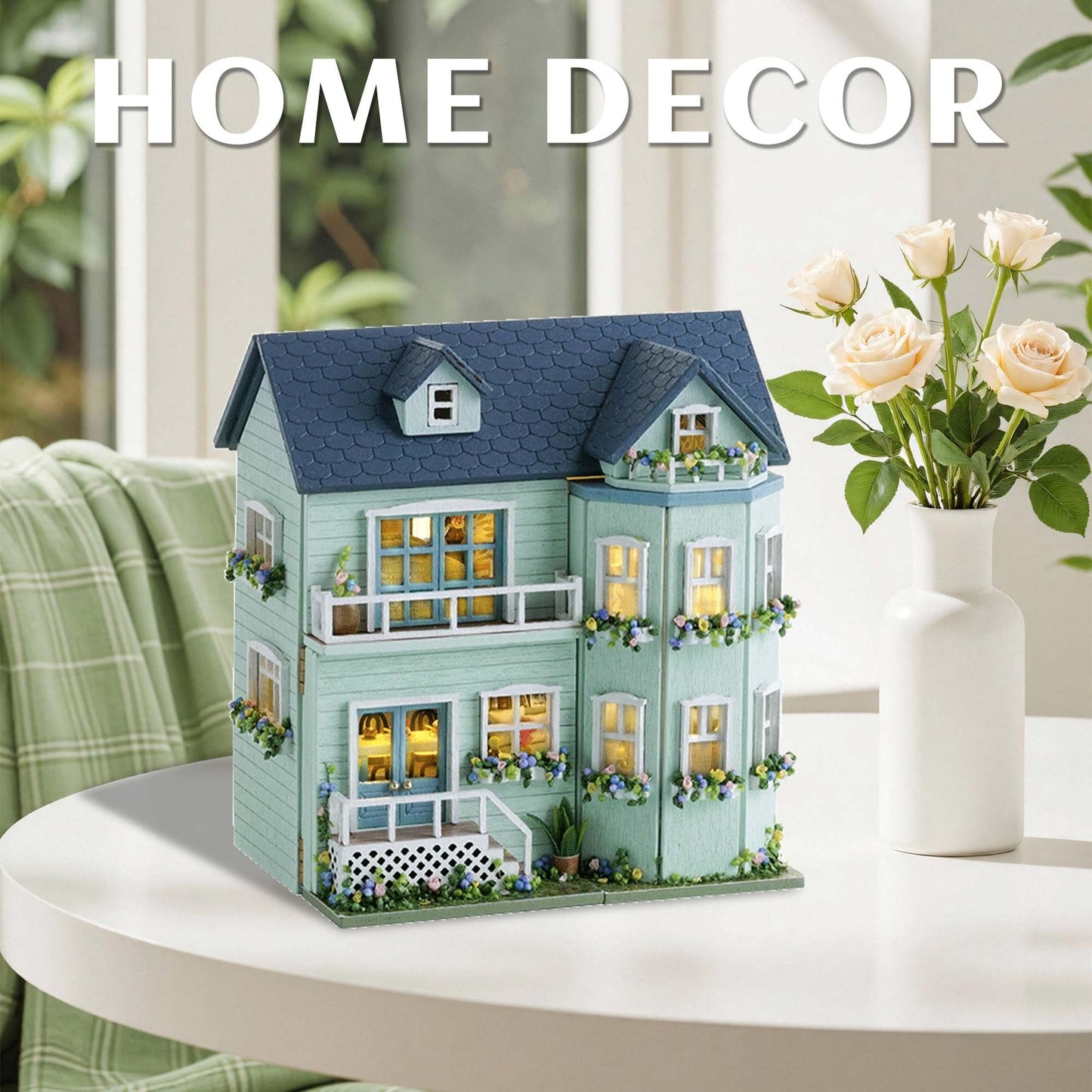 Flever Dollhouse Miniature DIY House Kit - Romantic Valentine Gift (Warm House)