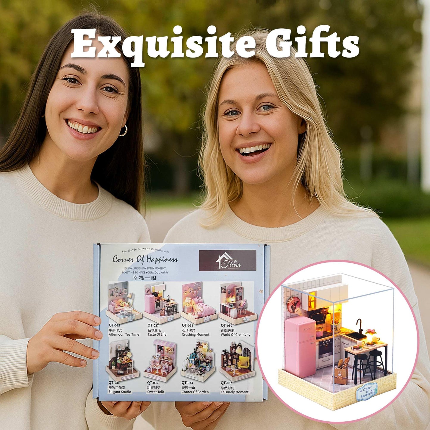 Flever Dollhouse Miniature DIY Kit with Furniture – Creative Room (Taste of Life)