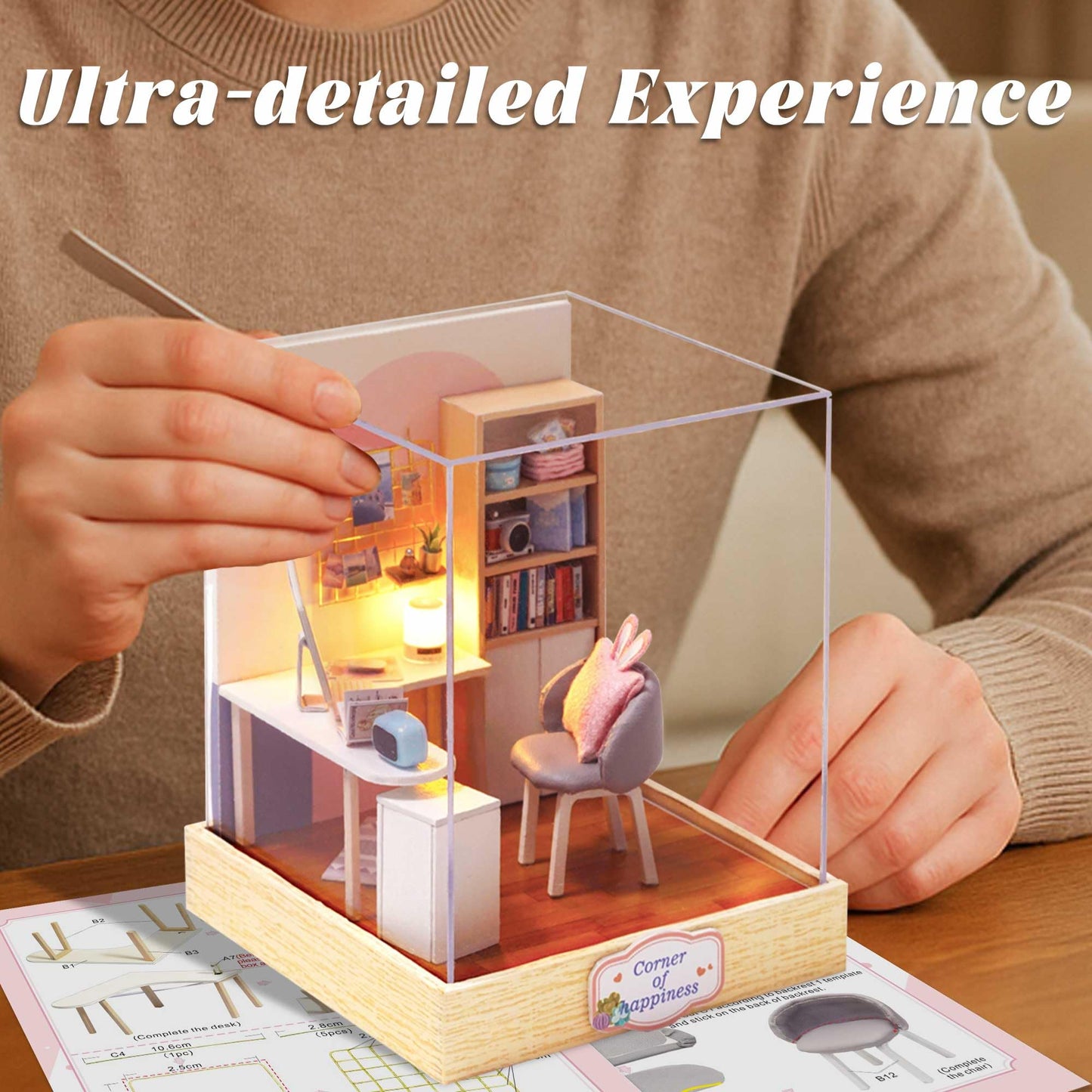 Flever Dollhouse Miniature DIY Kit – Creative Room with Furniture