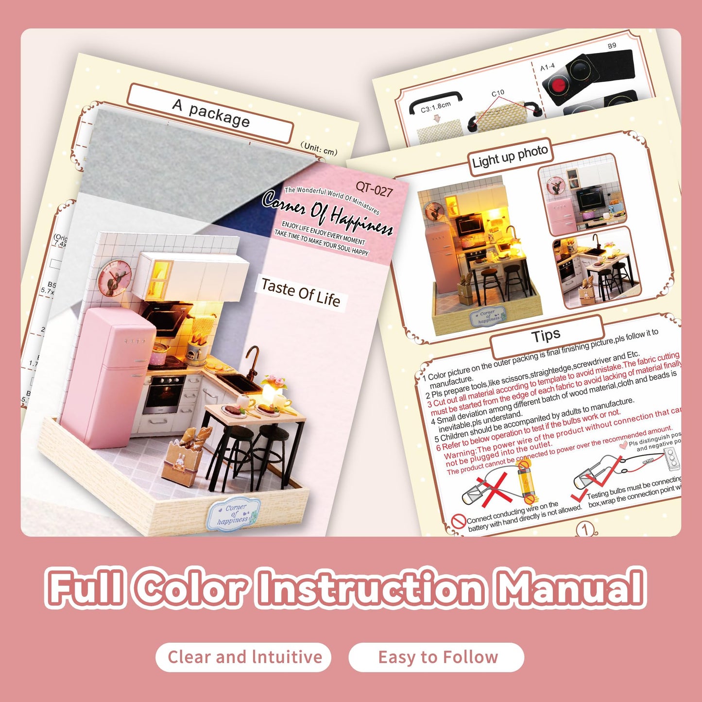 Flever Dollhouse Miniature DIY Kit with Furniture – Creative Room (Taste of Life)