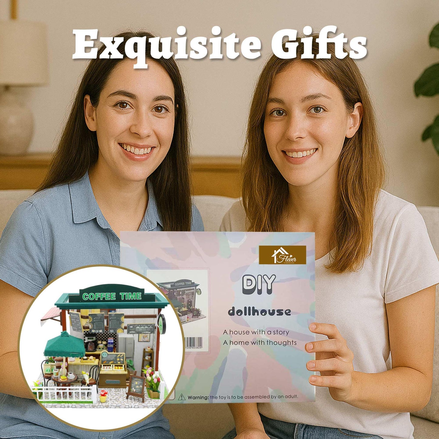 Flever Dollhouse Miniature DIY House Kit – Romantic Gift & Cozy Decor | Time Cafe