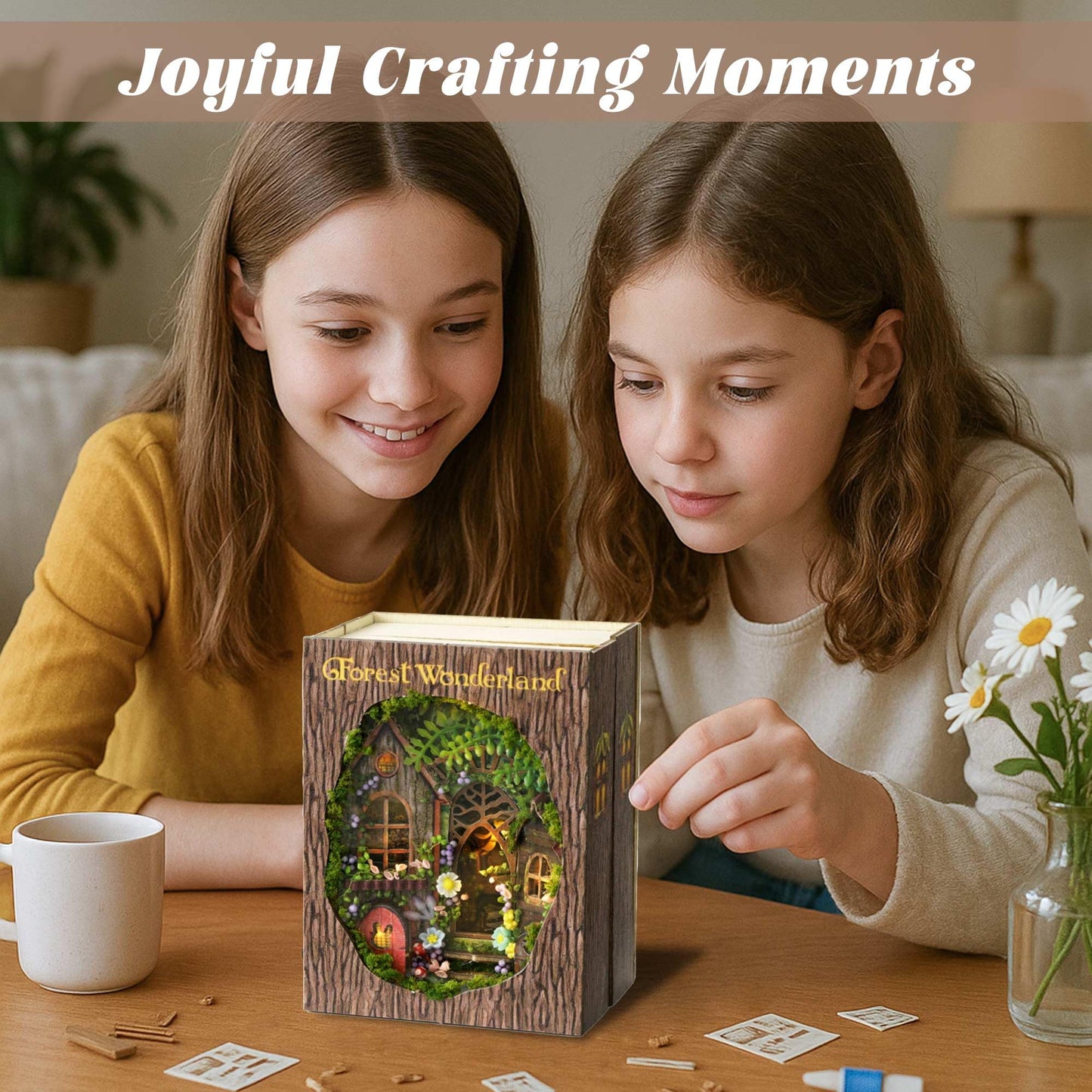 Flever Forest Wonderland Dollhouse Kit – DIY House with Furniture & LED Lights