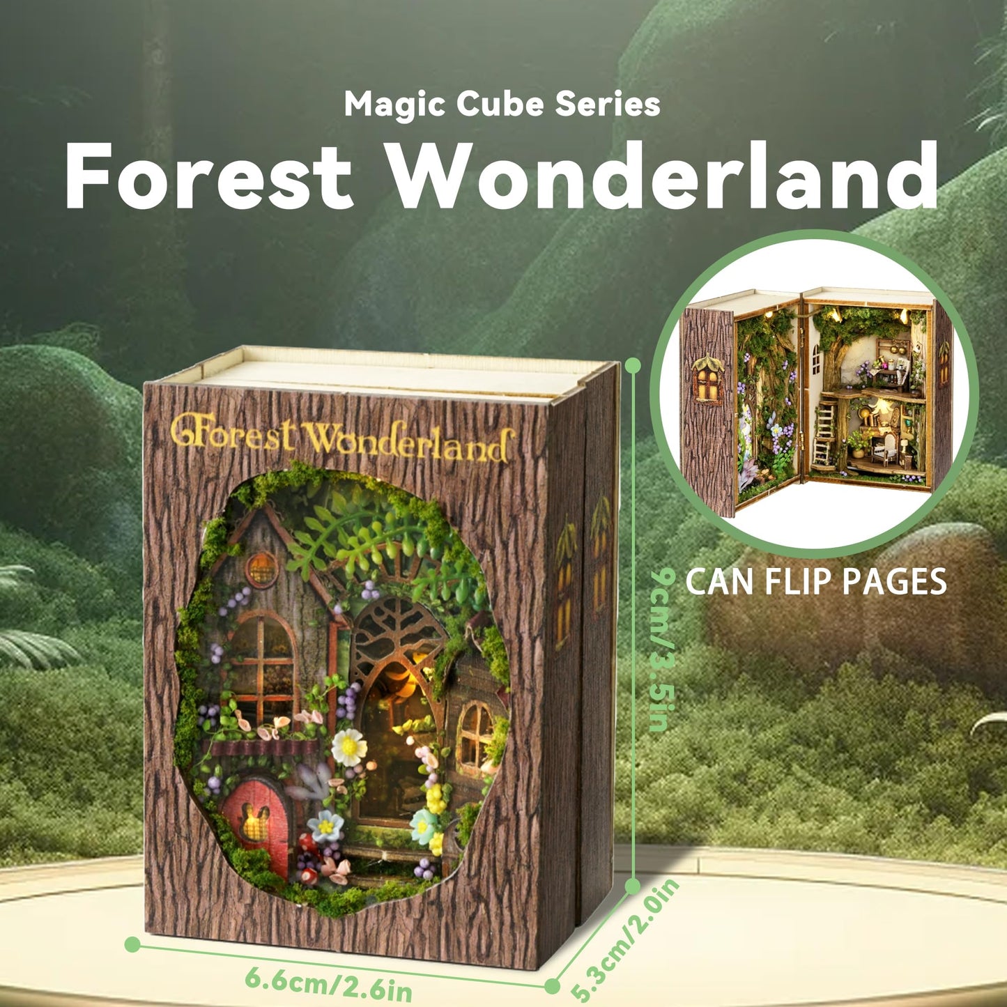 Flever Forest Wonderland Dollhouse Kit – DIY House with Furniture & LED Lights